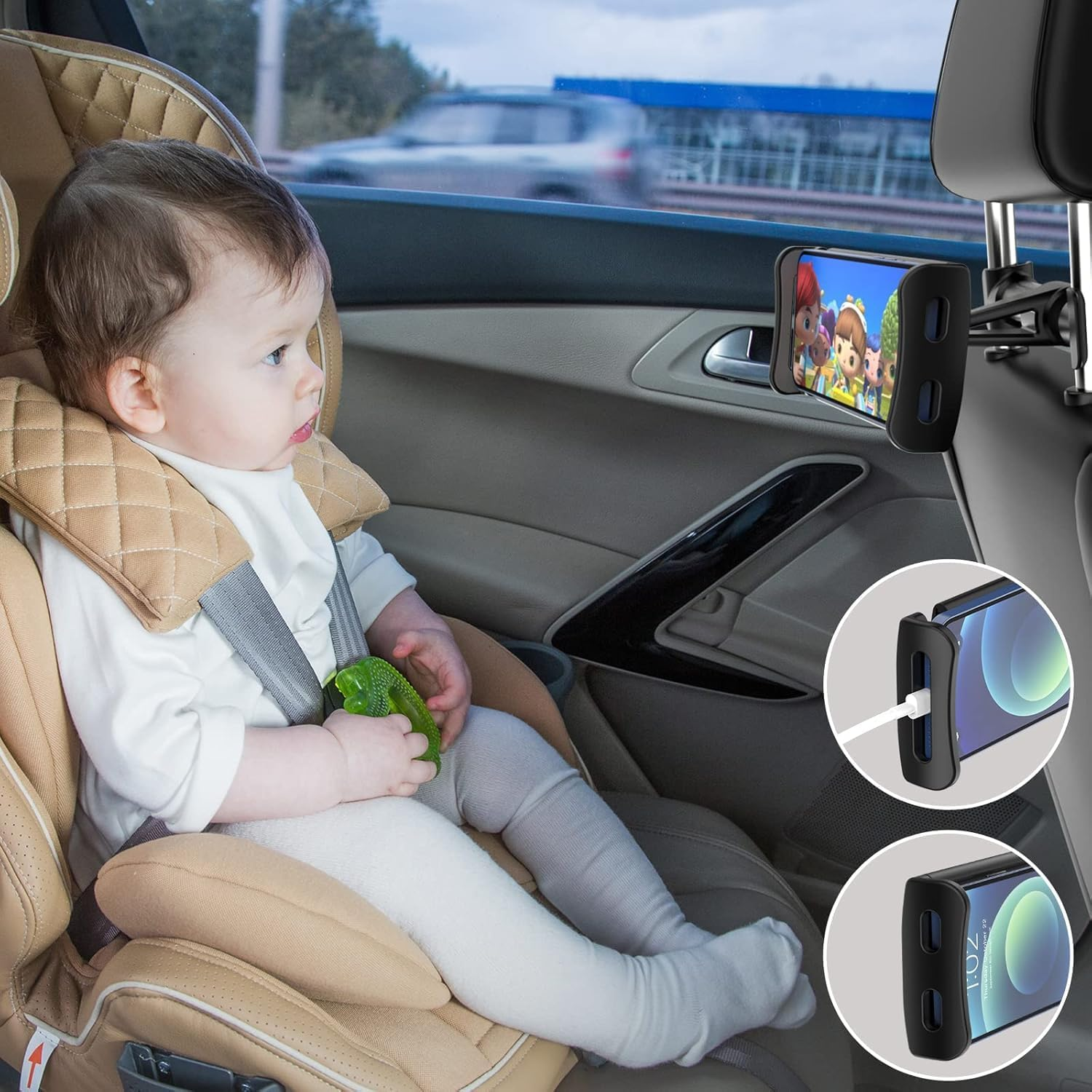 Giftorld Car Headrest Backseat Mount,Phone/Tablet Car Mount,Adjustable Devices Holder for 4-11 Inch Tabltes/Phones Compatible for Iphone 17 16 15 14 13 12 Pro Max, Galaxy S22,S20, Ipad,Samsung Tabs image number 1