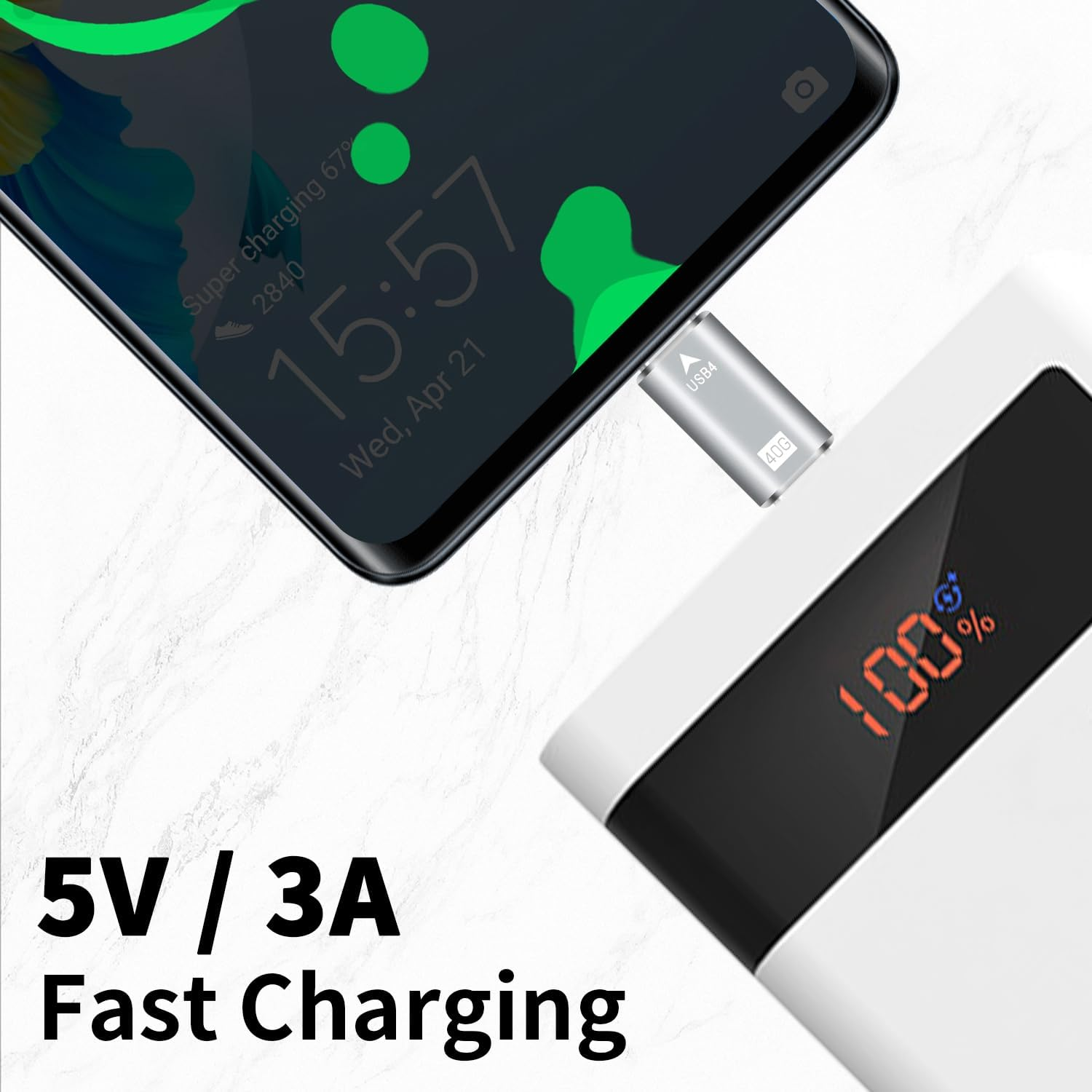 Danfetsoy USB C Male to USB C Male Adapter 40Gbps, Type C Male to Connector Adapter Support 100W, 40Gbps for Laptop, Tablet, Phones (Silver, 2 Pack) - Silver image number 3