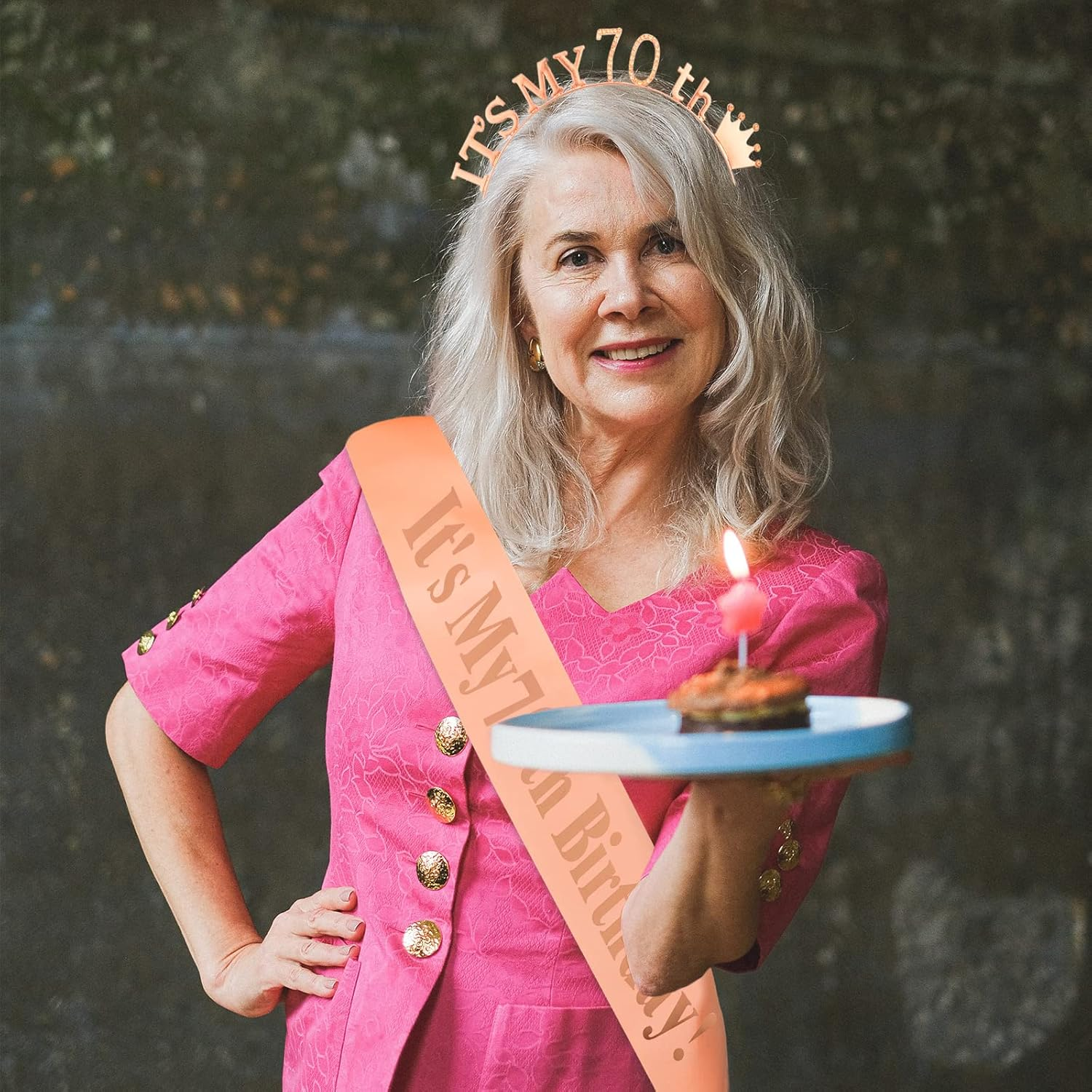 ACO-UINT 70Th Birthday Crown for Women, Cute Birthday Sash & Birthday Headband for Women Set, Sweet Birthday Headband 70Th Birthday Decorations Birthday Gifts for Women image number 3