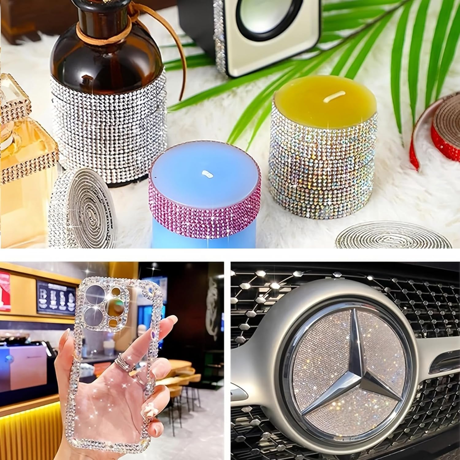 Sparkling Self-Adhesive Rhinestone Sticker Sheets 20X24Cm - Betterjonny Crystal Glitter Decals for Car/Phone/Gift DIY Decoration, Reusable Multi-Purpose Craft Accessories image number 2