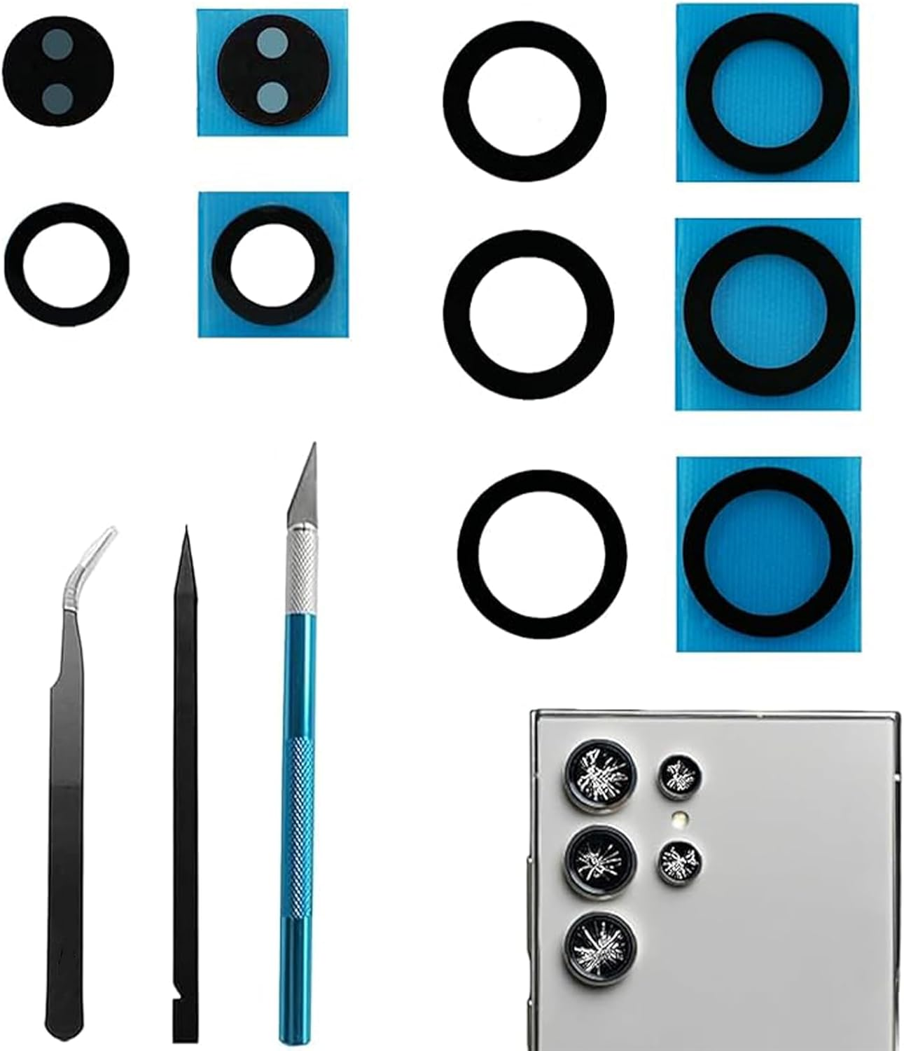 5Pcs/Set S25 Ultra Rear Back Camera Lens Glass Replacement for Samsung Galaxy S25 Ultra Camera Lens Replacement with Repair Tool Kit, Anti-Scratch image number 3