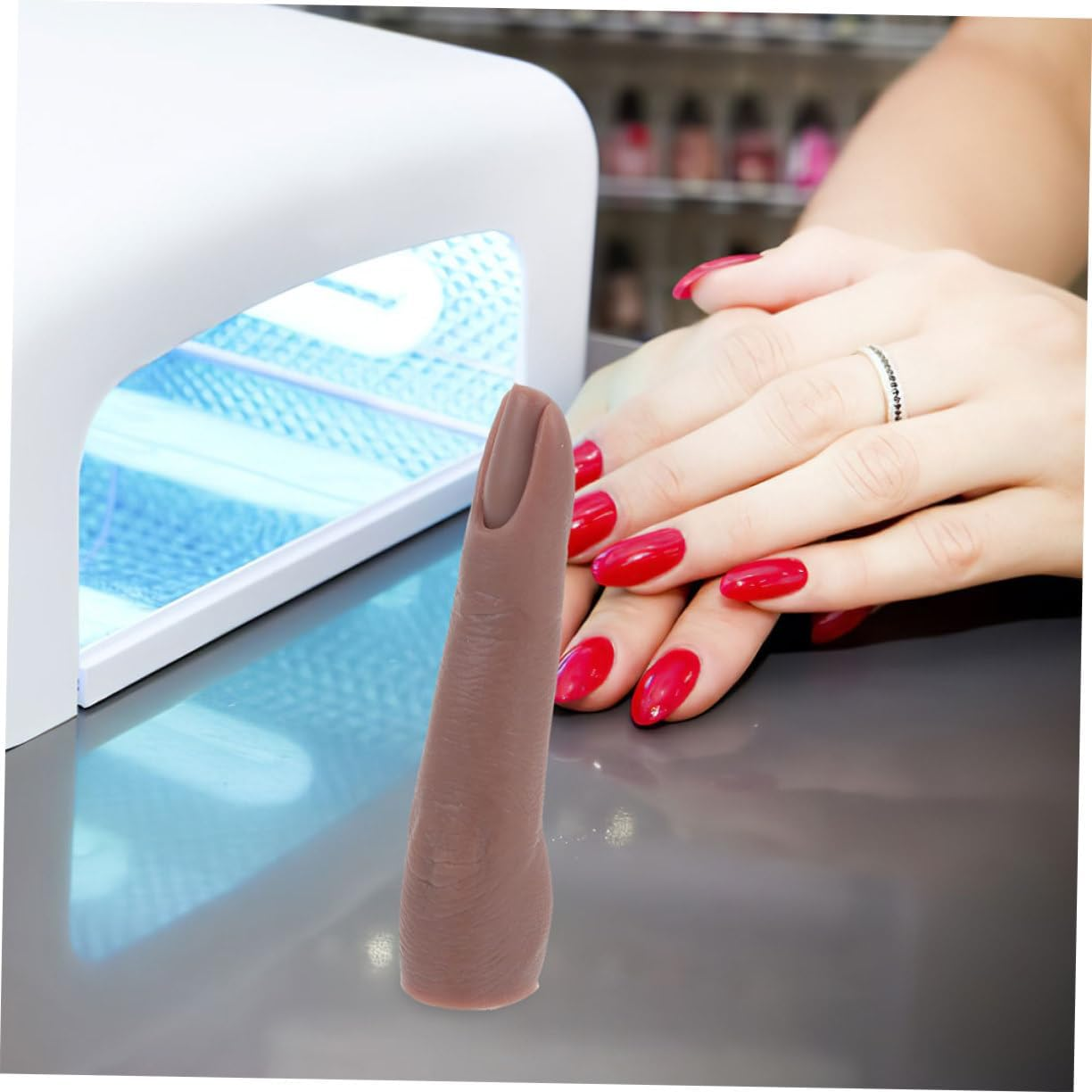 WOFASHPURET 3Pcs Nail Art Supplies Soft Silicone Manicure Fingertips Bendable Nail Practice Fingers Hand Model