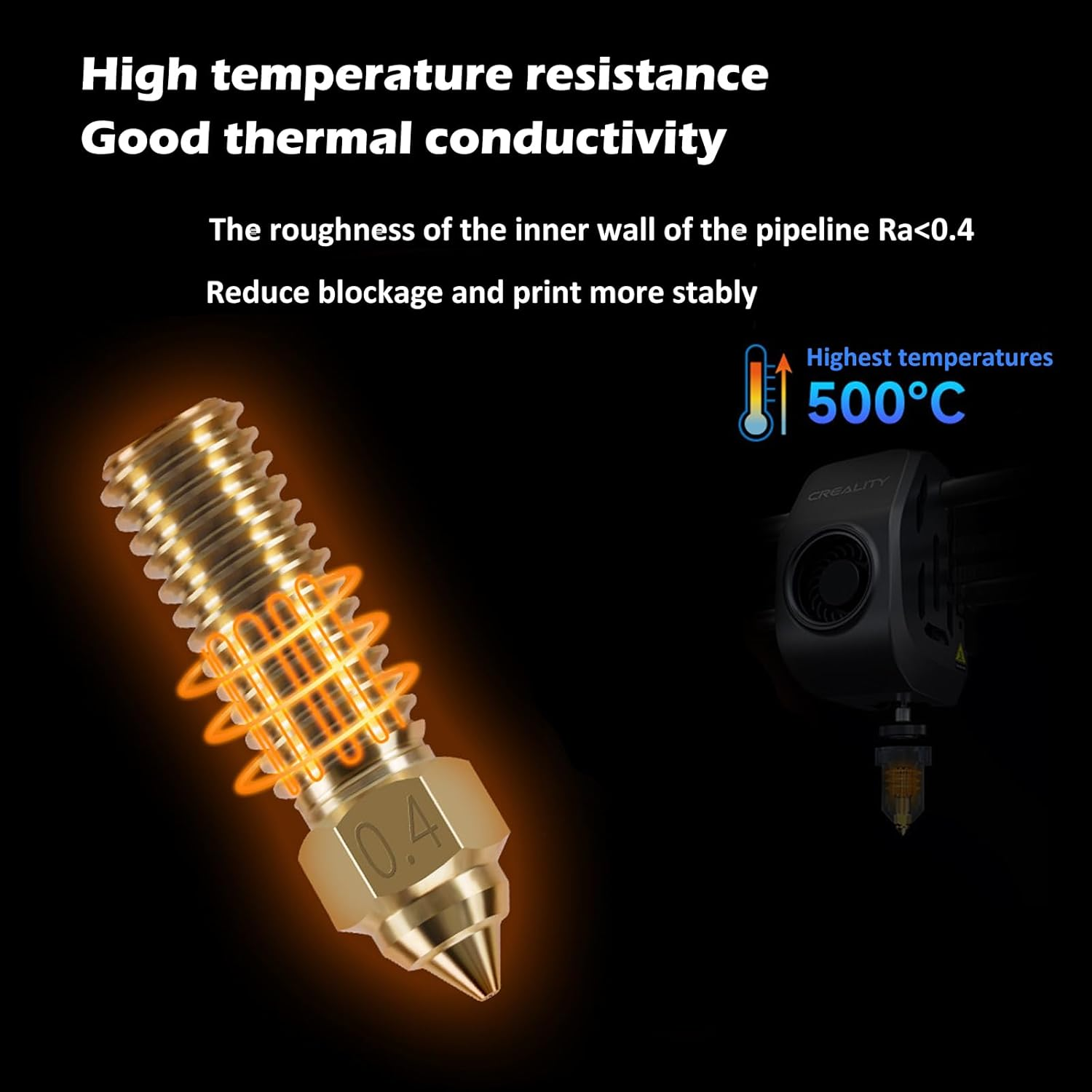 Ender 3 V3 SE Hardened Steel High Speed Nozzle Kit, 3D Printer High Temperature Nozzle image number 3