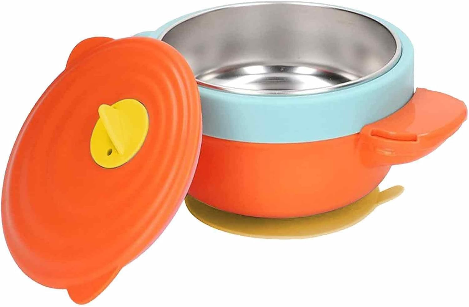 Baby Bowls with Suction,Non-Slip Baby Food Bowls with Lid - Detachable Baby First Stage Bowls with Water to Keep Food Warm for Babies, image number 4