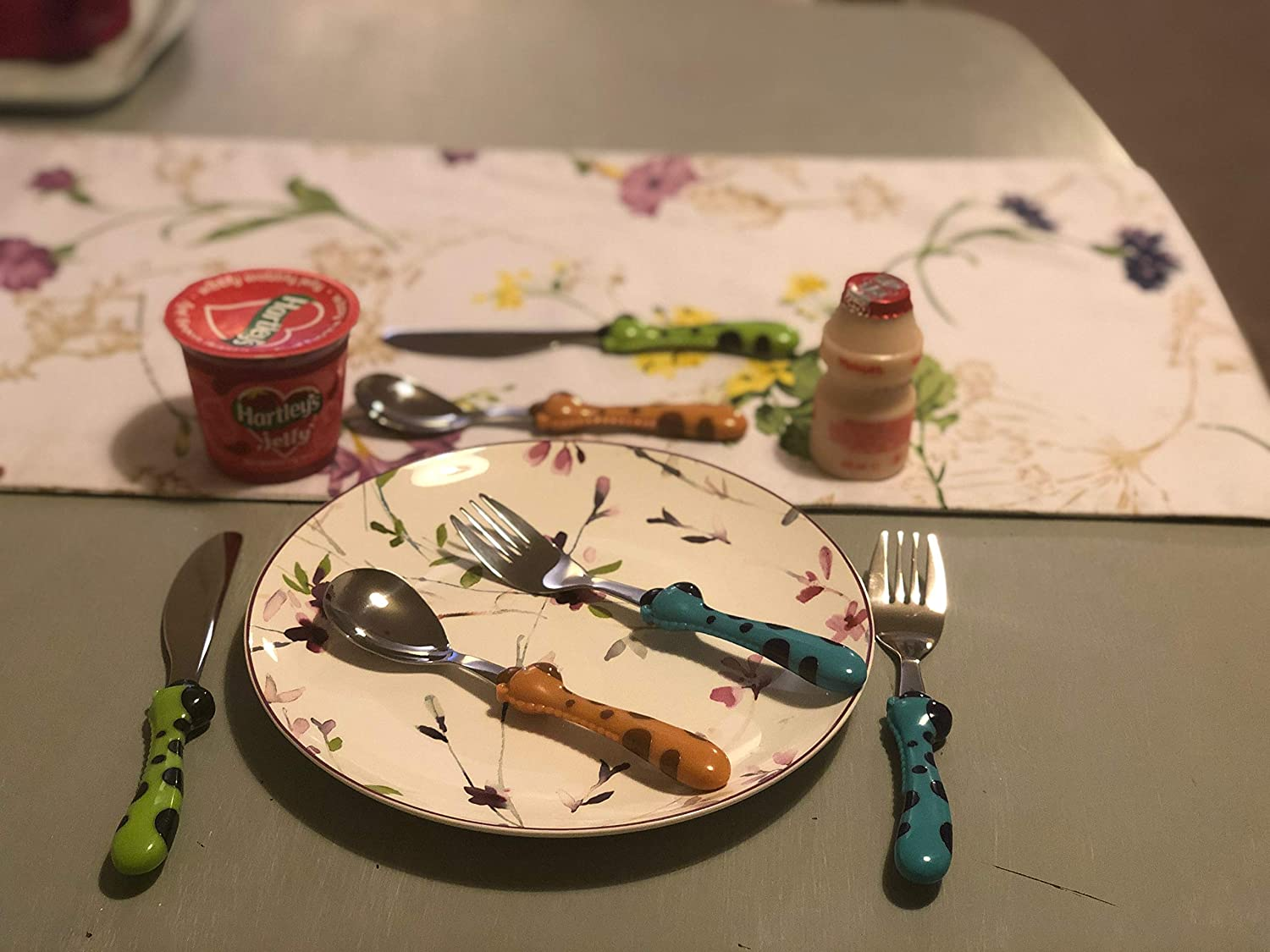 Exzact Children'S Cutlery Stainless Steel 6Pcs Set/Kids Cutlery Toddler Flatware - 2 X Forks, 2 X Dinner Knives, 2 X Spoons, BPA Free Dishwasher Safe 24M+ (Giraffe X 6) - Girafe image number 3