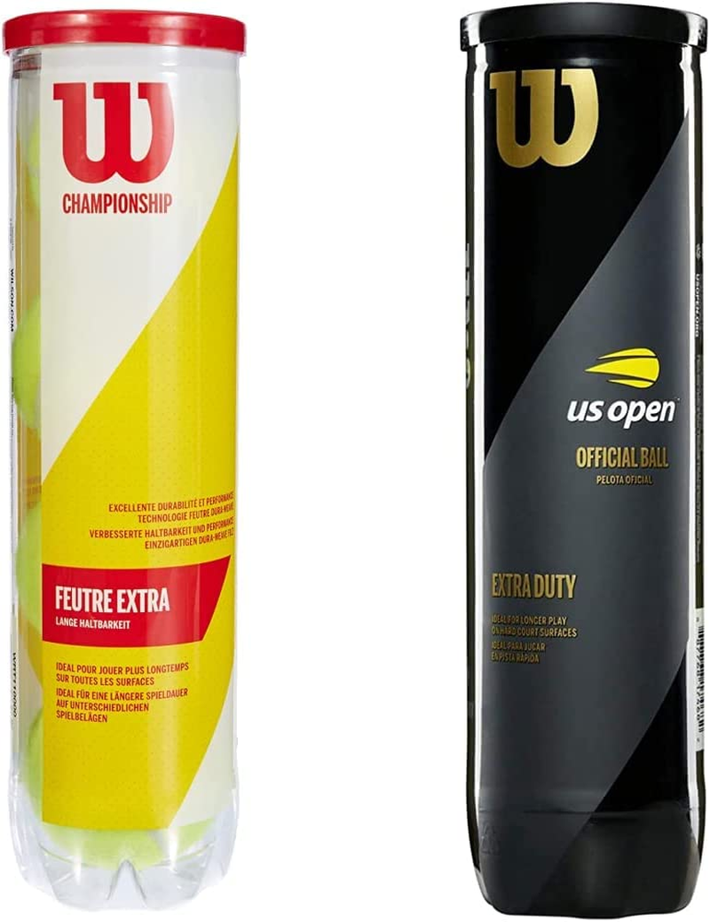 WILSON WRT110000 Championship Extra Duty Tennis Ball, 4 Piece Yellow & US OPEN XD Tennis Ball, 4 Ball