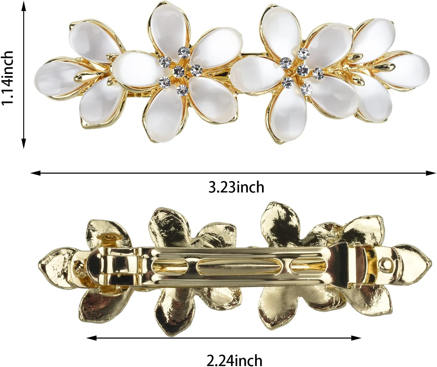 Vintage Hair Barrettes, Opal Hair Clips French Crystal Flower Hairpin Hair Accessories for Women Girl image number 5