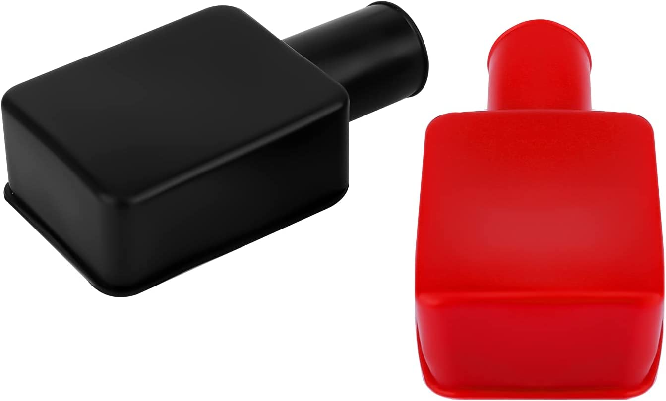 SAVITA 2Pcs Battery Terminal Covers Auto, Red & Black Soft Rubber Positive Negative Insulating Stud Covers Flexible Battery Terminal Protective Caps for Car Electric Bikes Trucks image number 3