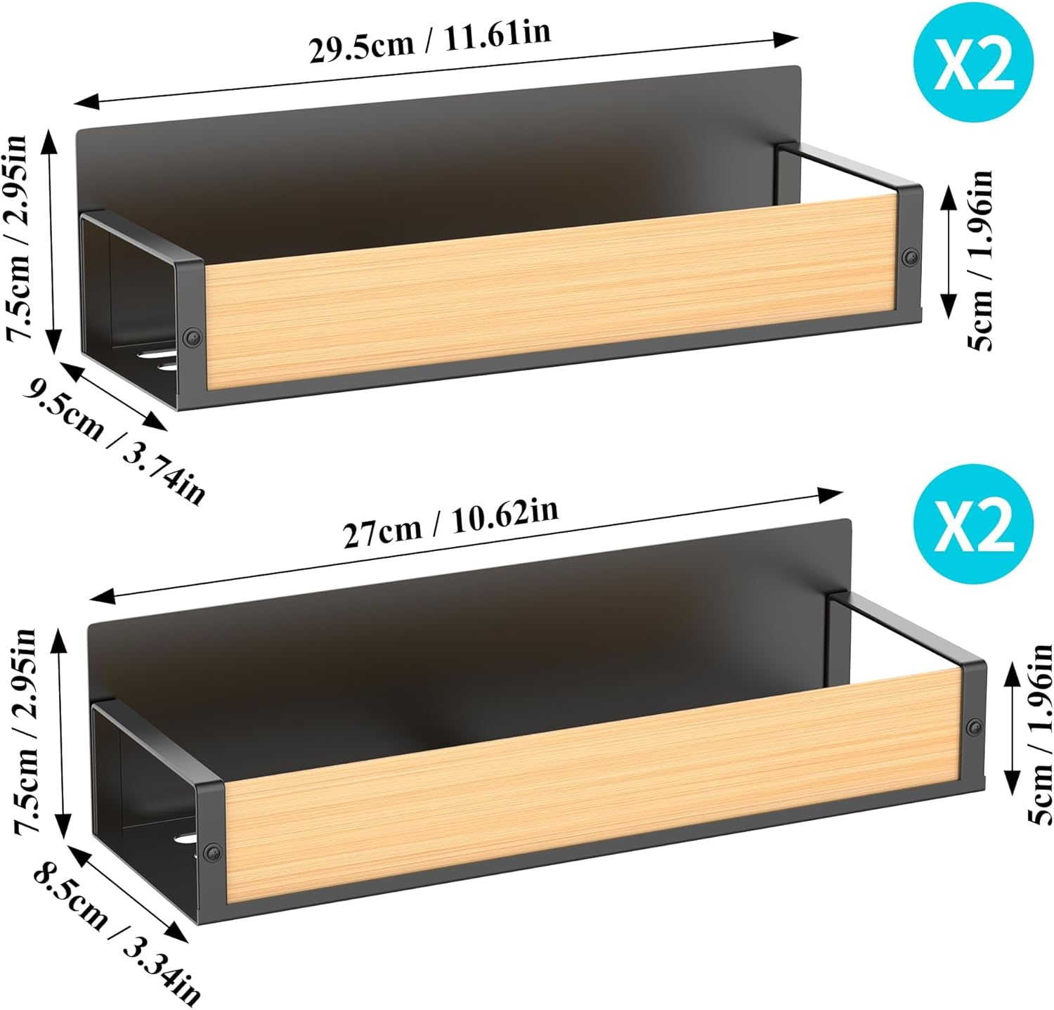 AVITONG Magnetic Bamboo Spice Rack for Refrigerator Side, 4 Pack Strong Magnet Organizer Shelf for Kitchen Storage, No Hooks, Space Saver - Bamboo image number 6