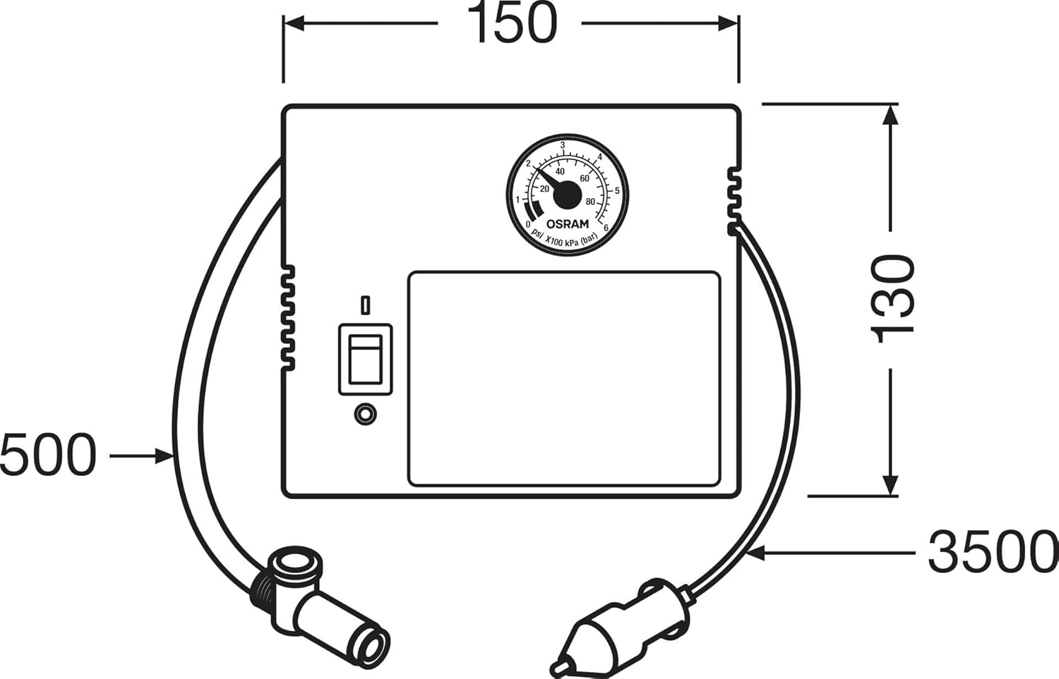 OSRAM Tyreseal Kit, Tyre Sealant 450 Ml and Analogue Tyre Compressor, Tyre Repair Kit, Repair in 10 Minutes image number 4