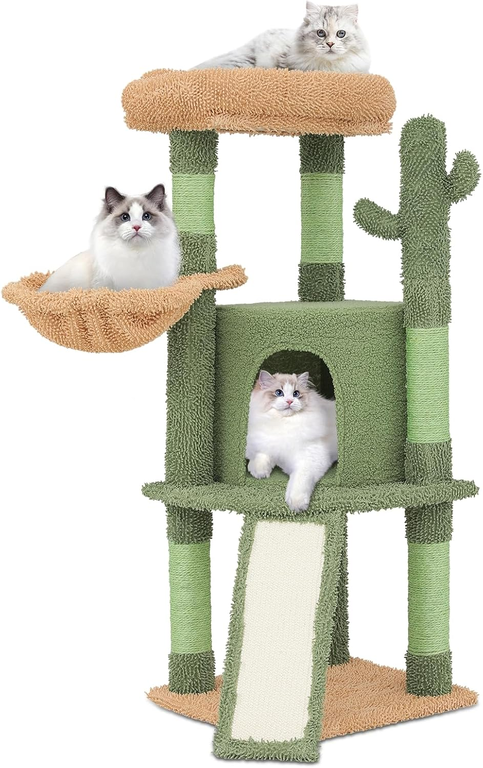 Athena Collection Small Cat Tree Condo with Sisal Scratching Post, 33 Inch Modern Cute Flower Cat Tree Tower with Cozy Perch Toy Ball for Indoor, Kittens, Purple