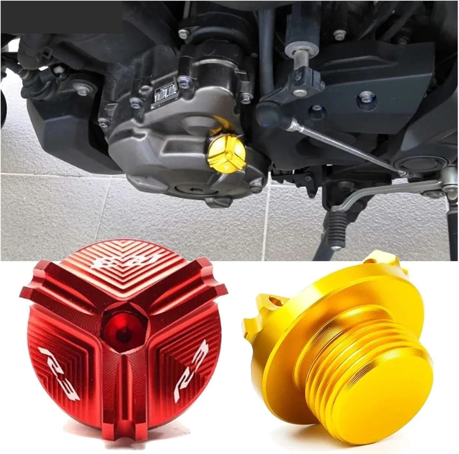 Compatible with R3 YZF-R3 YZFR3 2015-2024 Motorcycle Front Rear Brake Fluid Reservoir Cap Cylinder Cover Guard Oil Filler Cap R3(A-Grey) image number 4