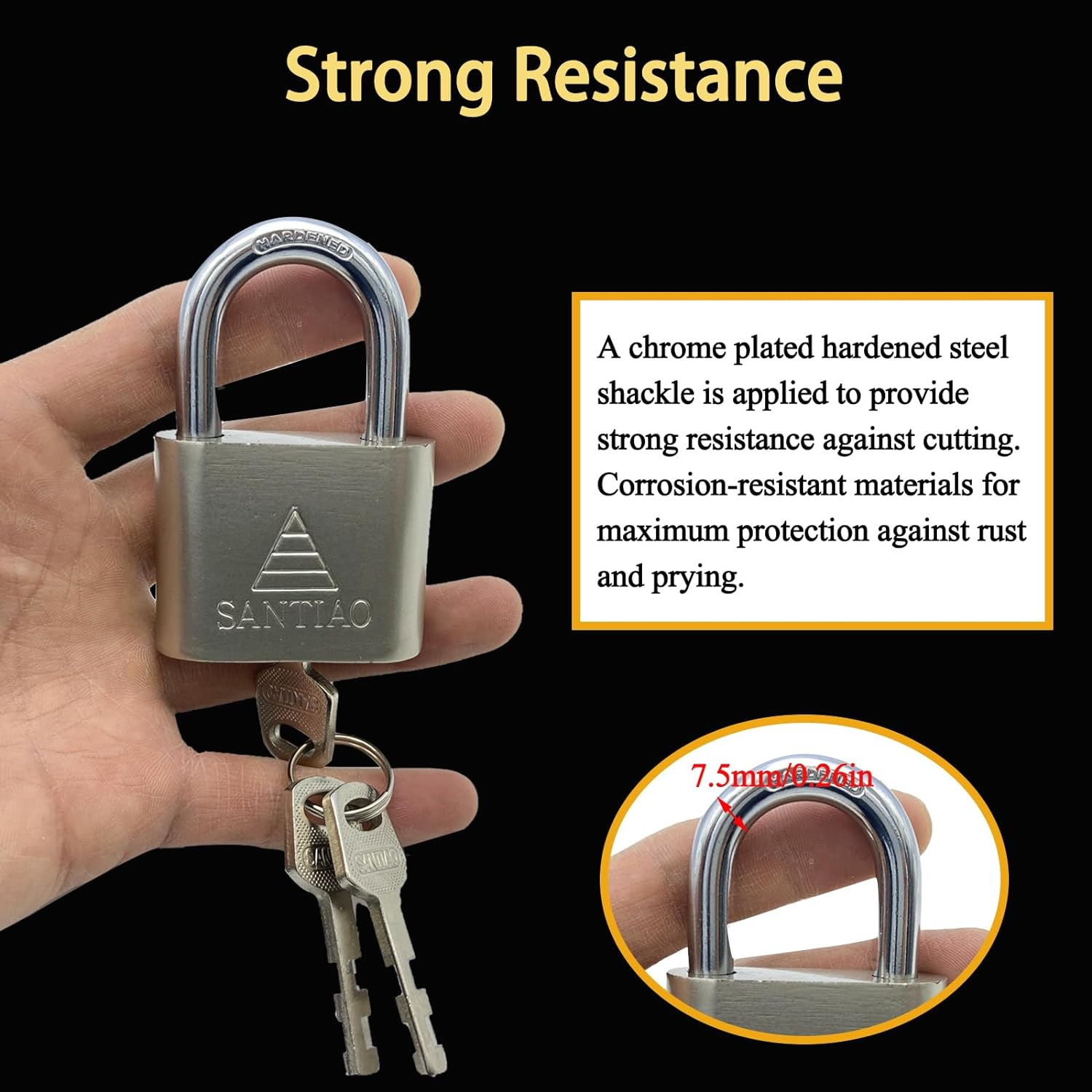 KAIHENG 50Mm Iron Pin Tumbler Padlock, Padlock with 3 Keys Outdoor, Weatherproof Heavy Duty Padlocks for Gym Locker, Warehouse, Garden Shed, Garage, Outdoor Gates image number 3