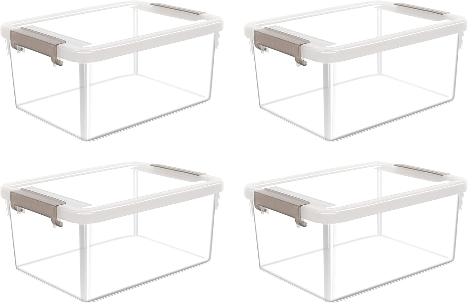 Citylife 1.3 QT 10 Pack Small Storage Bins Plastic Storage Container Stackable Box with Lids for Organizing, Clear White