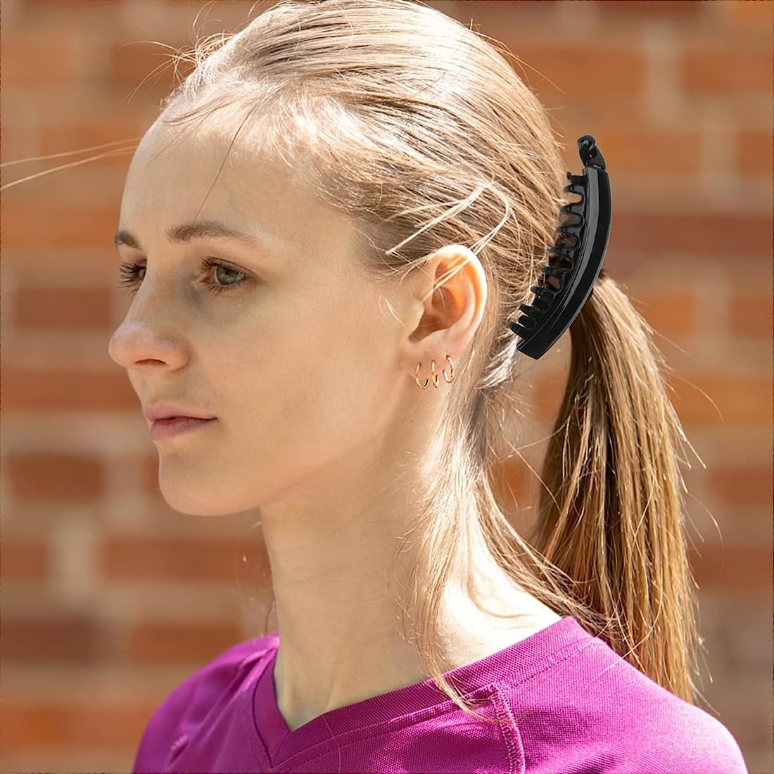 PLABBDPL Pack of 2 Ponytail Hair Clips, Large Banana Clips, Colourful Banana Hair Clip for Thick Hair, Non-Slip Ponytail Holder Clip for Women and Girls image number 2