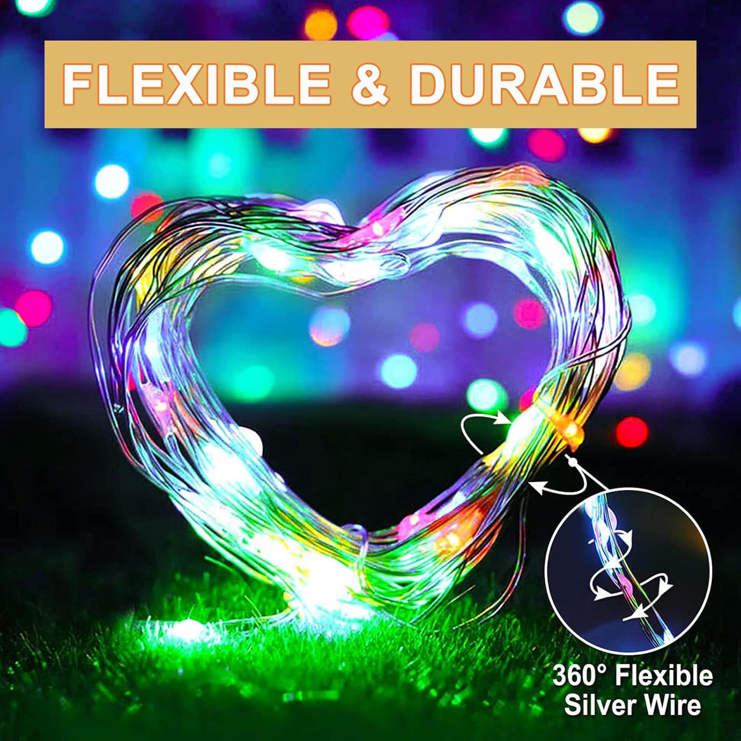 33Ft 100 LED String Lights, 2Packs Multicolor Fairy Lights Battery Operated with 8 Modes Led Twinkle Lights for Bedroom Wedding Birthday Party image number 1