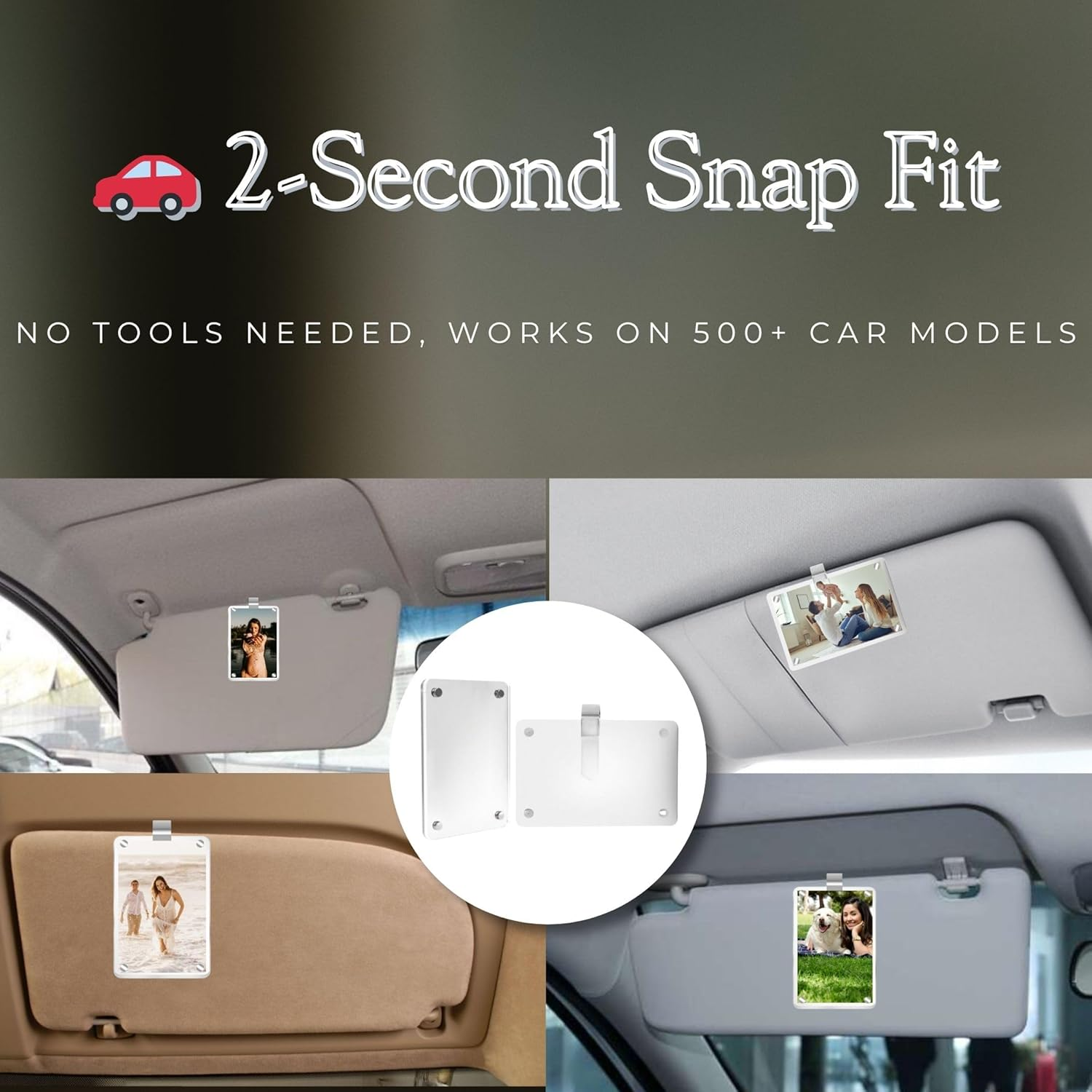 MOTOFITOOL Acrylic Magnetic Personalized Photo Holder Car Picture Frame, Car Visor Clip, Car Picture Frame, Car Picture Holder, Car Accessories for Men Women, 3X4 Inch