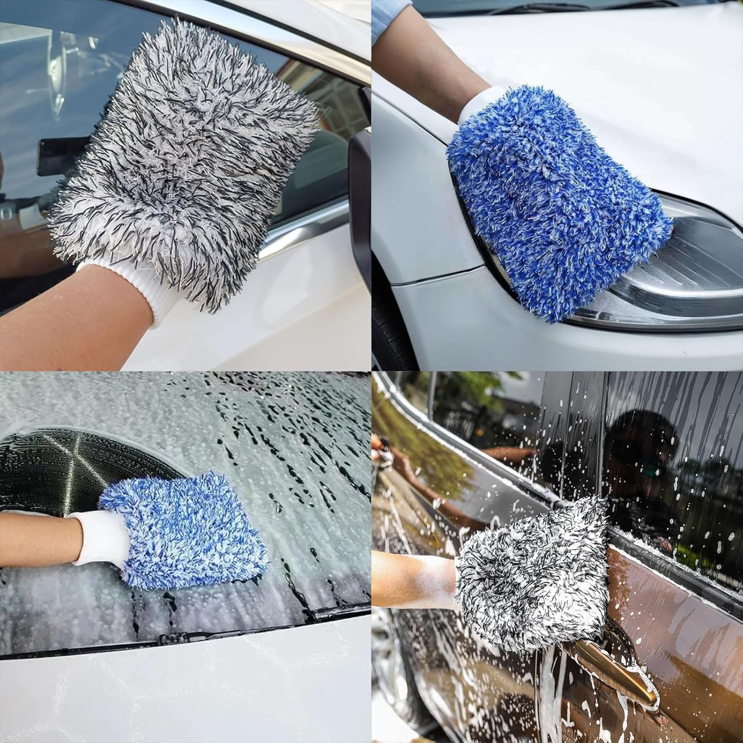 Cyclone Ultra Wash Mitts, 2-Pack Car Wash Mitts, Microfiber, Scratch-Free and Lint-Free, Ideal for Rinseless Washing, Blue + Black image number 2