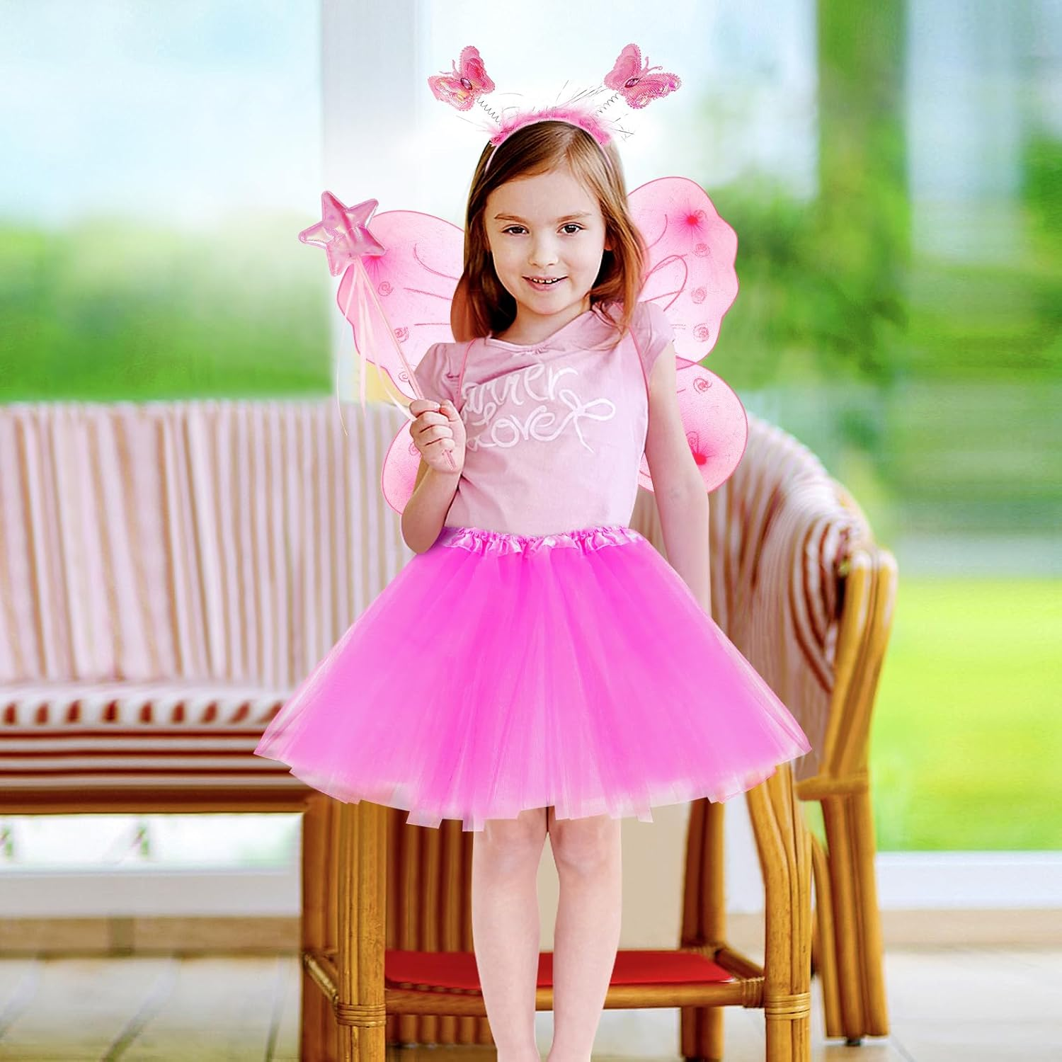 COZY CORE Girls Tutu Skirt 3 Layered Dance Dress Tutu Skirts for 2-8 Years Kids,Ruffle Tiered Ballet Clubwear for Performances,Parties,Playtime - Hot Pink image number 5
