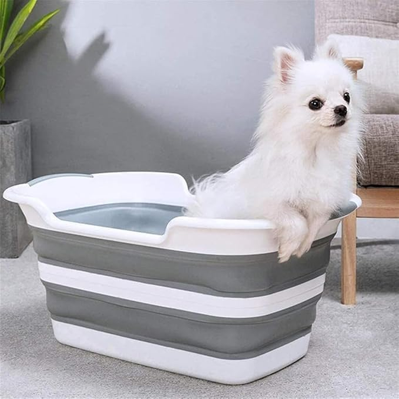 Multi-Functional Collapsible Dog Bathtub with Drainage Hole, Portable Foldable Small Pets Bathtub, Washing Tub Bathing Tub for Puppy Small Dogs Cats (Gray) image number 5