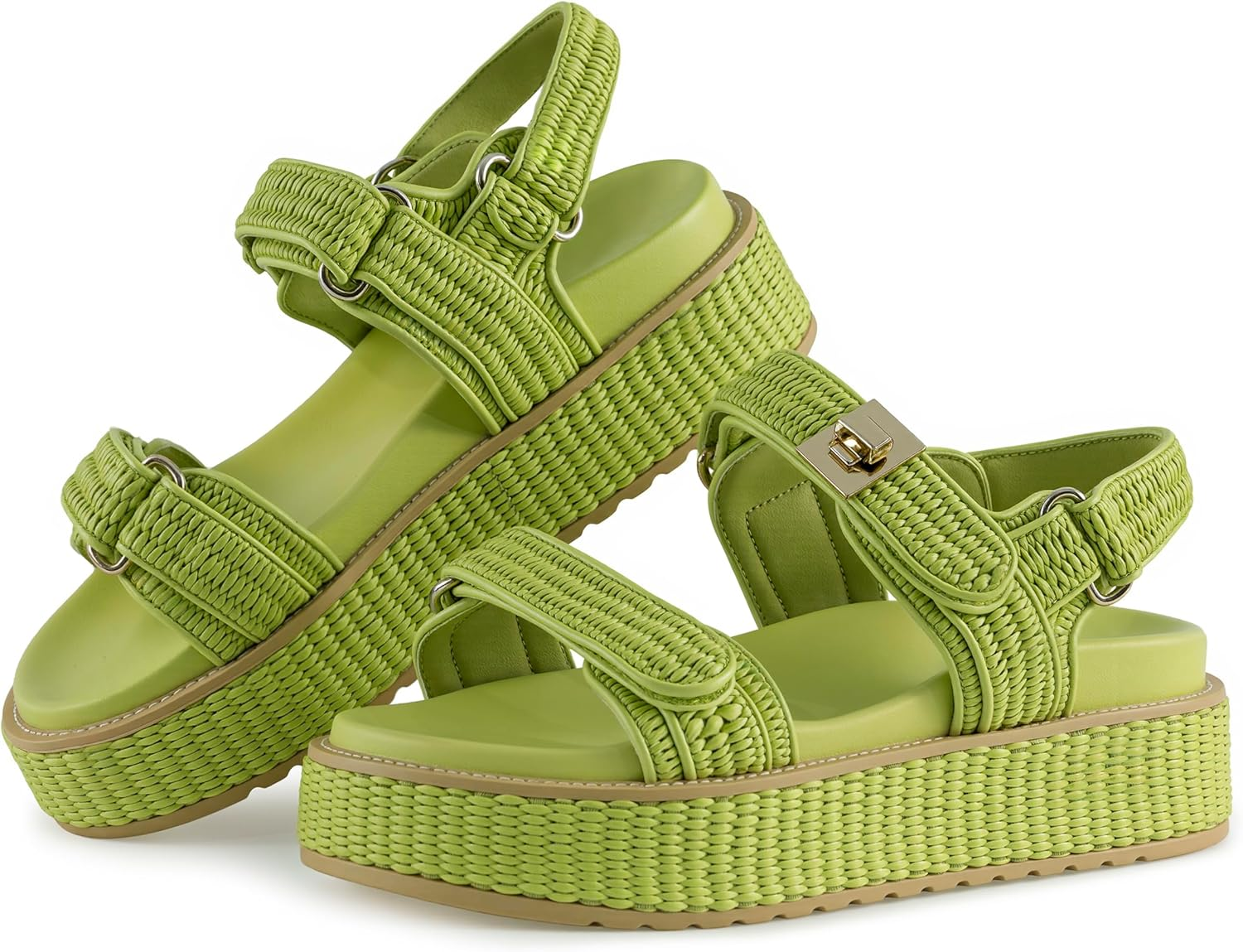 VARECOLA Slip on Espadrilles Wedge Platform Sandals for Women Clear Strap Slide Heeled Sandals Beach Summer Mule Sandals