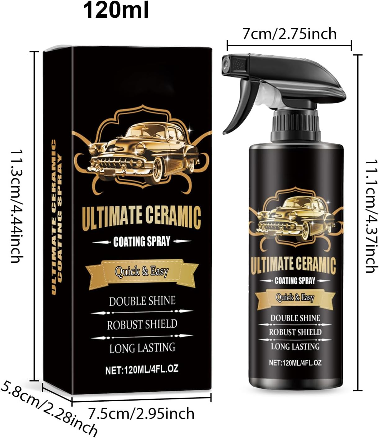 Ceramic Coating for Cars | 120Ml Multi-Functional Clear Coat Spray Paint,Automotive Paints & Primers for Truck RV Marine Motorcycle Tire Trim Windshield Interior Detailing