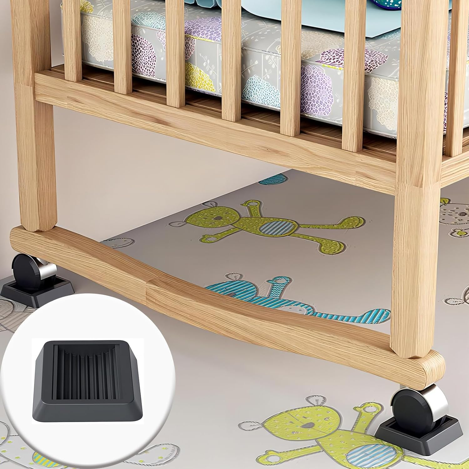 10Pcak Black Furniture Pads Rubber Caster Cups, Wheel Stoppers to Prevent Sliding for Sofa Bed Hardwood Floor House Office Chair Wheels 3.15In image number 3