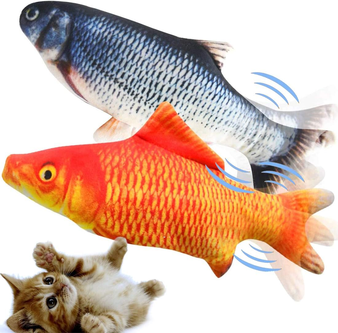 Floppy Fish Cat Toy, 2 Pack 11&rdquo; Realistic Electric Cat Fish Toy Catnip Toys, Funny Floppy Pets Pillow Chew Bite Kick Supplies for Indoor Cat Kitten Kitty/25/2047 image number 6