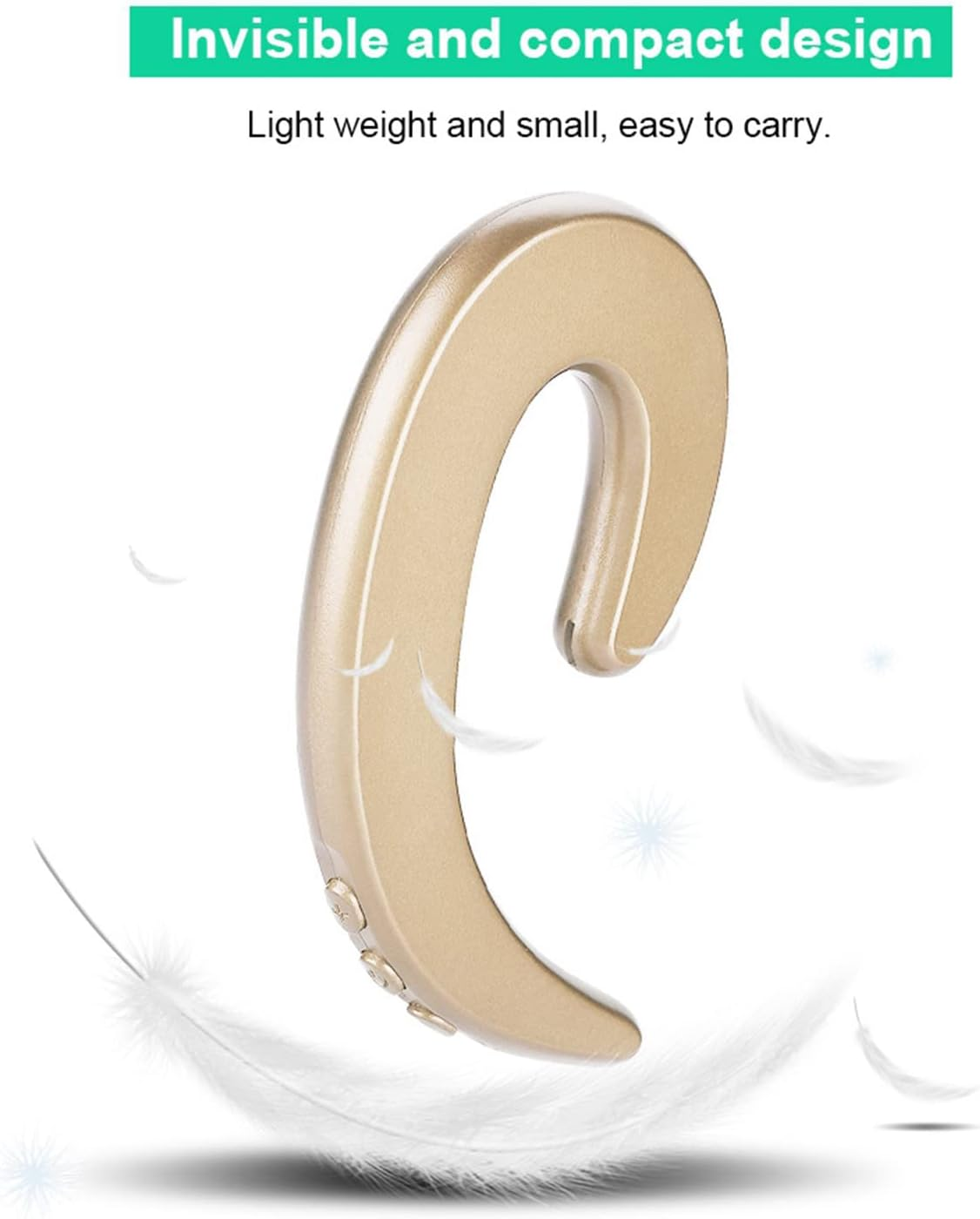 Bone Conduction Bluetooth Headphone Wireless Painless Ear Hook Headset for Sports and Work (Gold) image number 3
