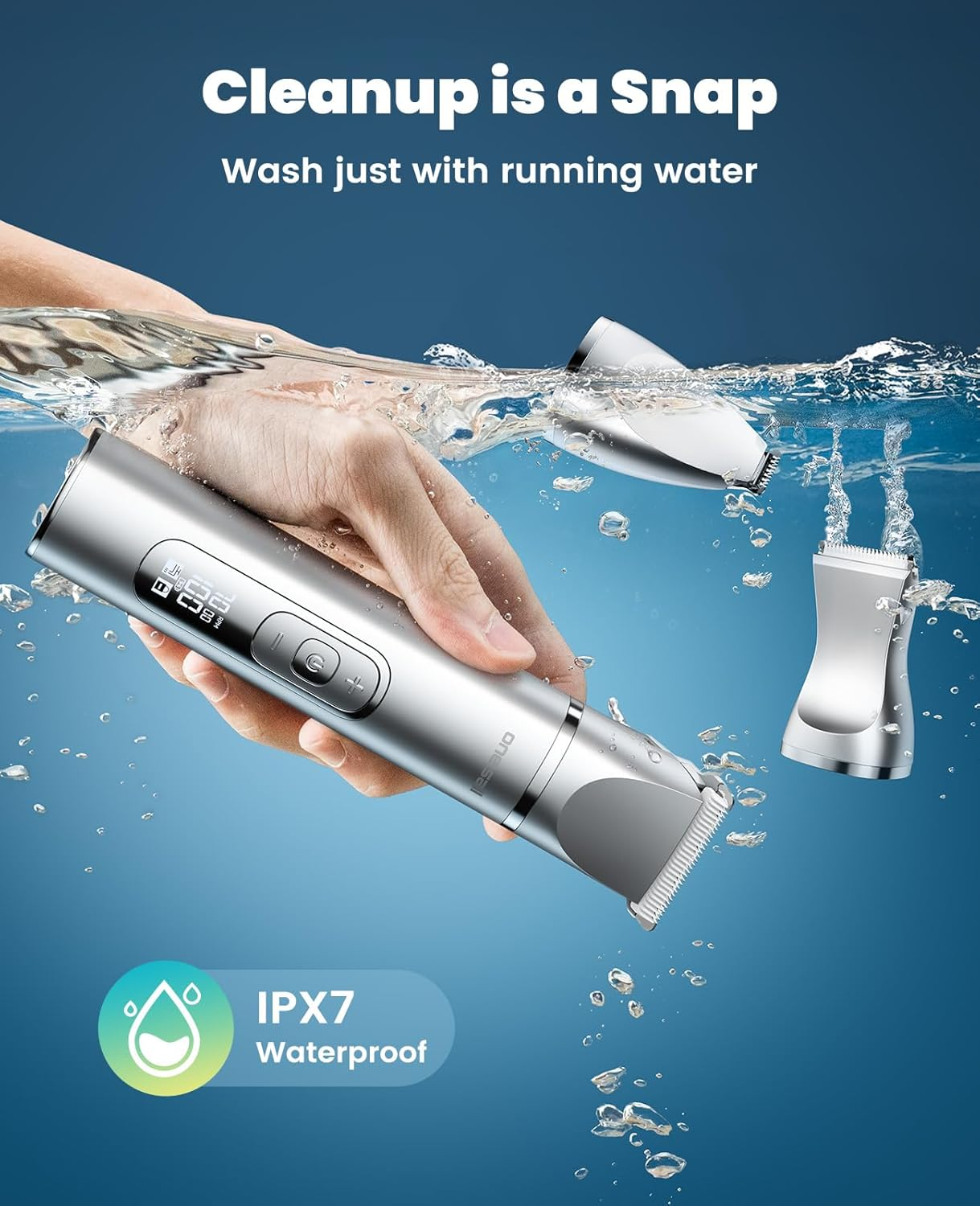 Oneisall 4 in 1 Dog Grooming Kit with LCD Display, Dog Hair Trimmer for Paw Nail Grinder, Rechargeable Cordless Low Noise IPX7 Waterproof Pet Clippers image number 1