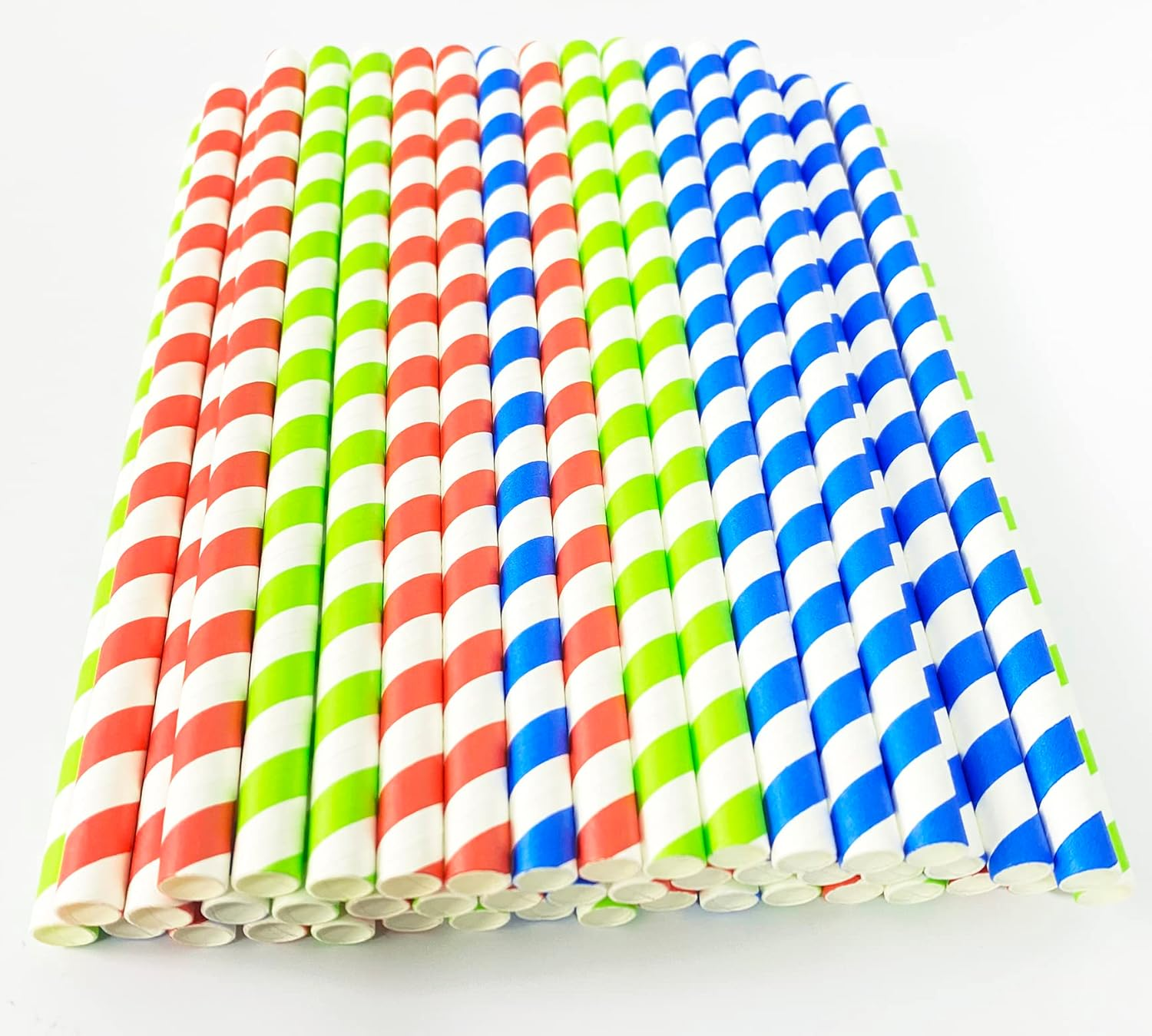 Milkshakes Straws,Paper Smoothie Straws 9Mm Wide Disposable Biodegradable Drinking Straws for Slushies Bubble Boba Tea Juice Jumbo Shakes Malts Frozen Drinks,Birthday Party Accessories,66Pcs Stripes image number 3