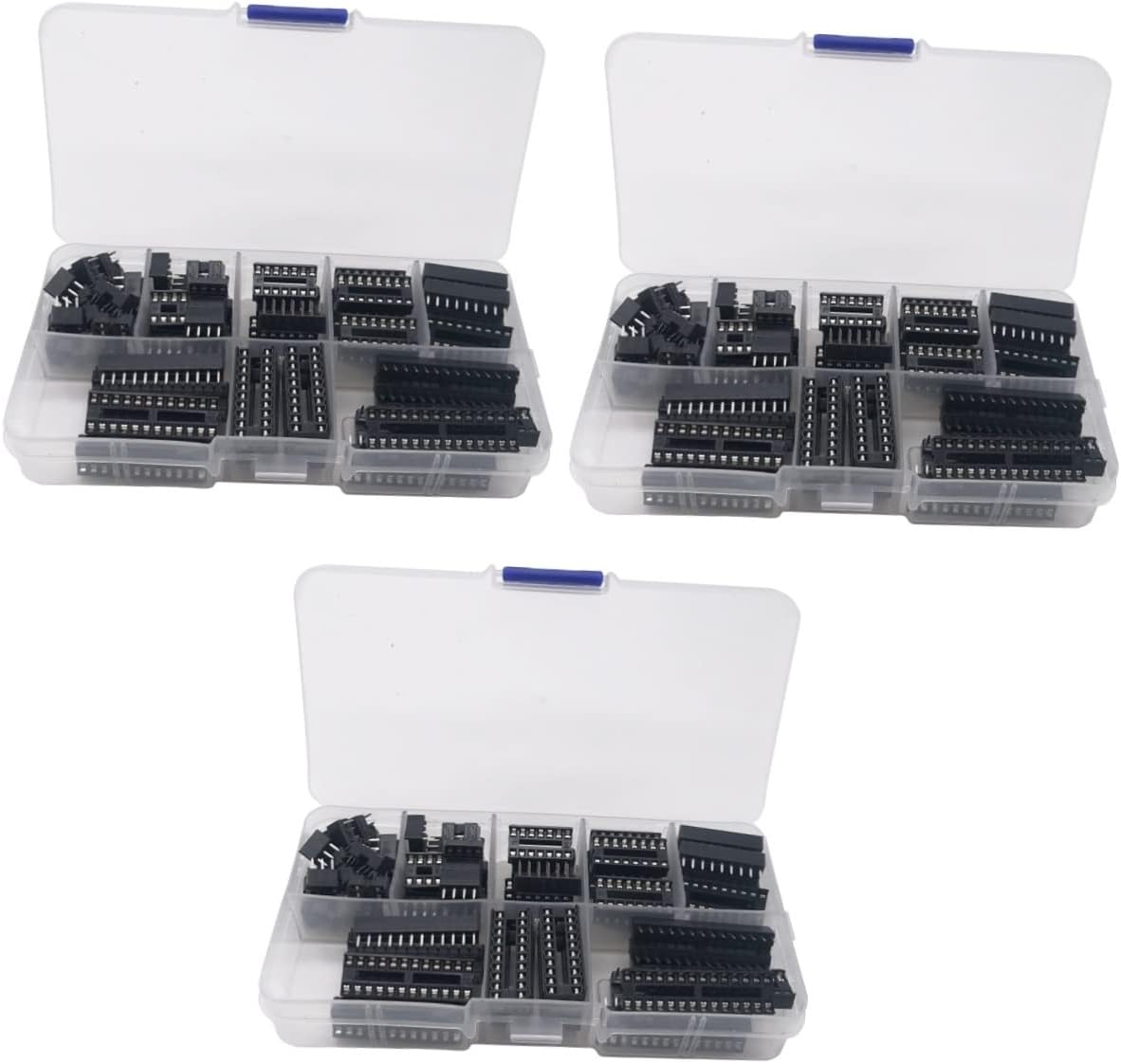 Baluue Set Microcontroller Base Ic Connector Holder Dip 6 8 14 16 18 20 28 Pin DIY Chip Holder Chip Socket Outlet Receptacle Sockets Wire Double Row Pin