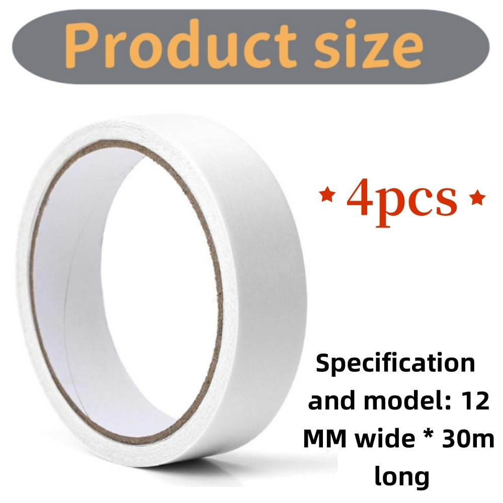 Jindizi 4 Rolls 12Mm Double Sided Adhesive Tape for Arts and Crafts, DIY and Office - Quick and Easy to Use on Paper, Glass, Gift Packaging (30M) image number 5