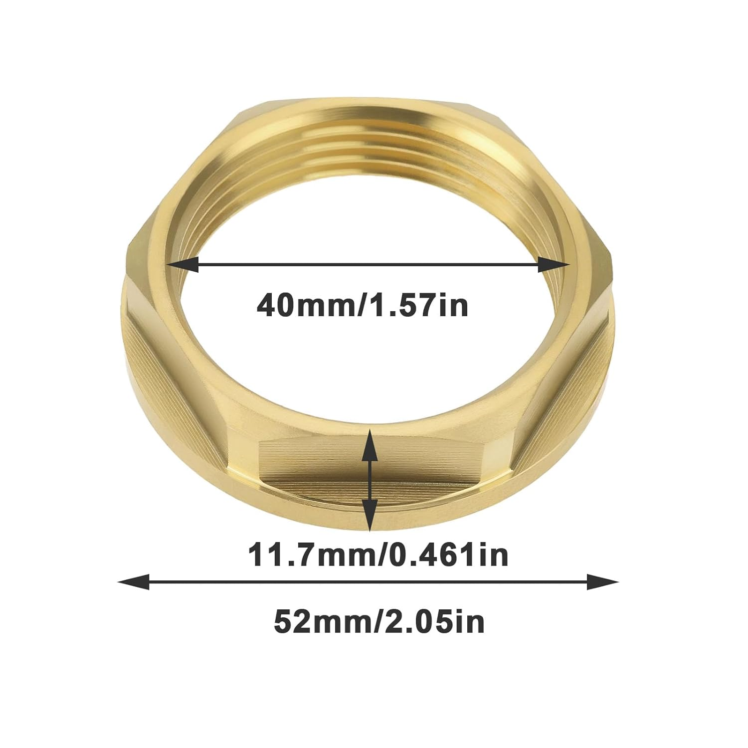 YINETTECH 2Pcs 1 1/4 Inches BSP Flanged Brass Nuts Basin Waste Back Nuts for Securing Ball Valves Toilet Handles Tank Connectors to Toilet Cisterns image number 1