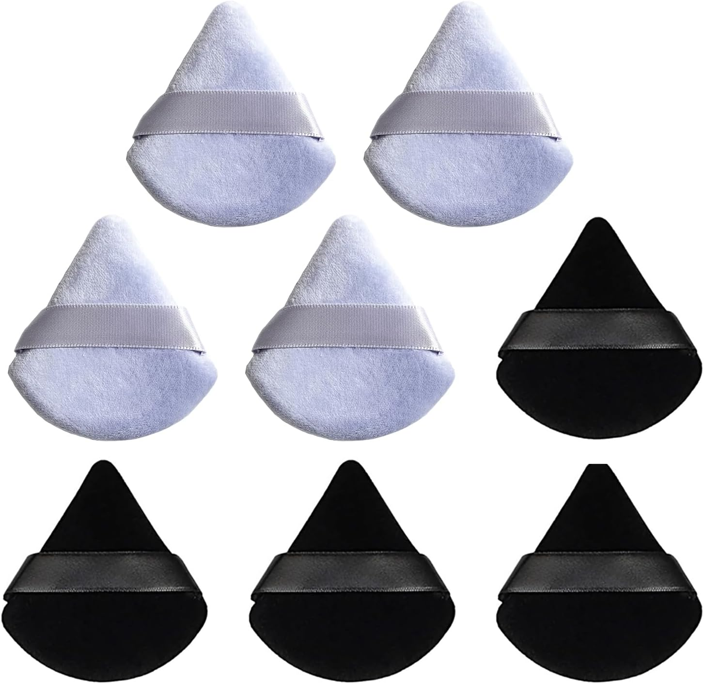8 Pieces Triangle Makeup Powder Puff, Face Sponge Powder Puff, Washable Reusable Sponge, Wet Dry Makeup Tool for Loose Powder or Foundation Blush (4Black + 4Grey)