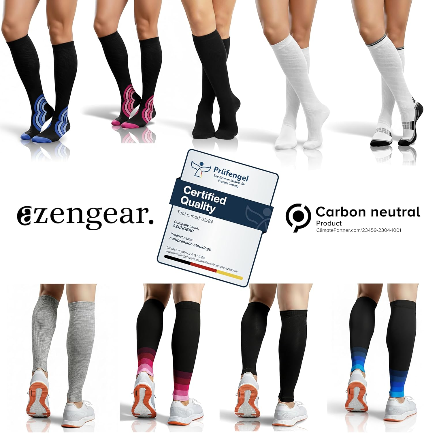 Azengear Calf Sleeves for Men & Women (20-30 Mmhg) - Calf Support - Compression Calf Guards - Leg Sleeves for Torn Muscle - Shin Splints Brace (Pair) - Black S/M image number 1