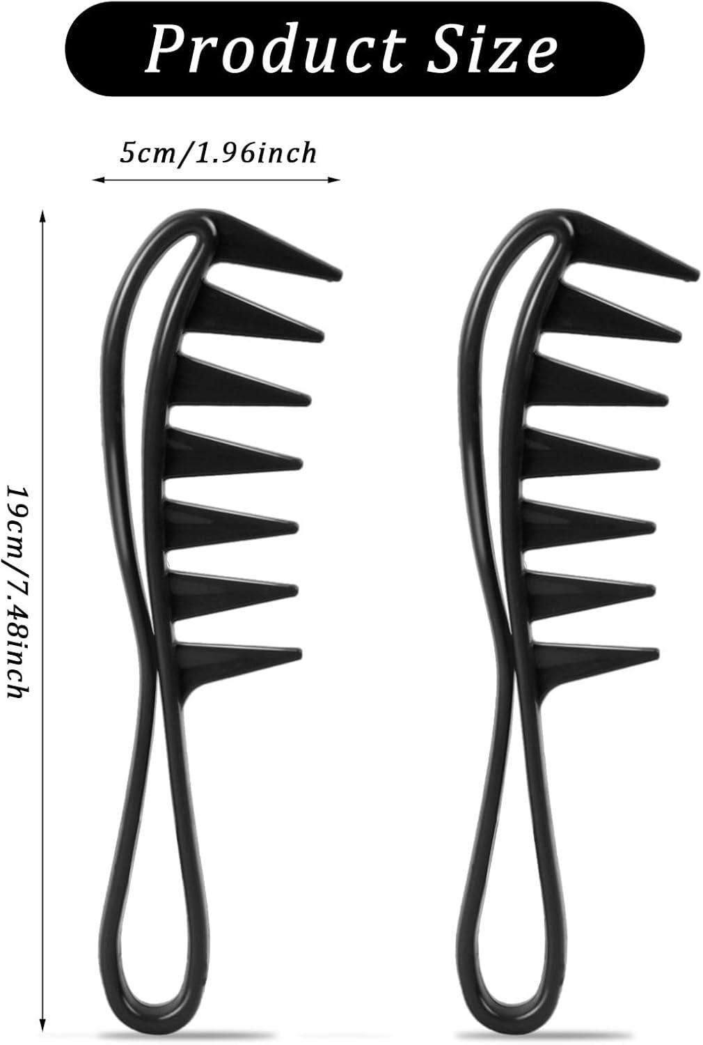 Pack of 2 Wide Tooth Combs, Black Curl Comb, Strands Comb, Wide Tooth Comb for Various Types of Hair, Hair Comb, Curling Comb for Home Salon, Hairdressing Comb image number 1