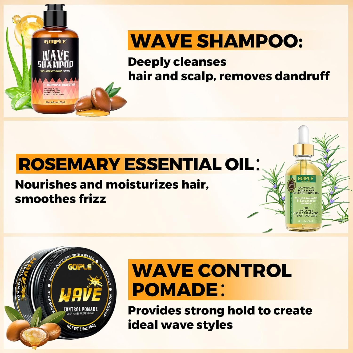 360 Wave Kit for Men Grooming Kit for 360 Waves - 3 Wave Brushes, Soft, Medium & Hard - Satin Durag, Hand Mirror, Hair Comb, Hair Brush Cleaner, Wave Pomade & Shampoo & Rosemary Oil - Best Gift Set image number 4