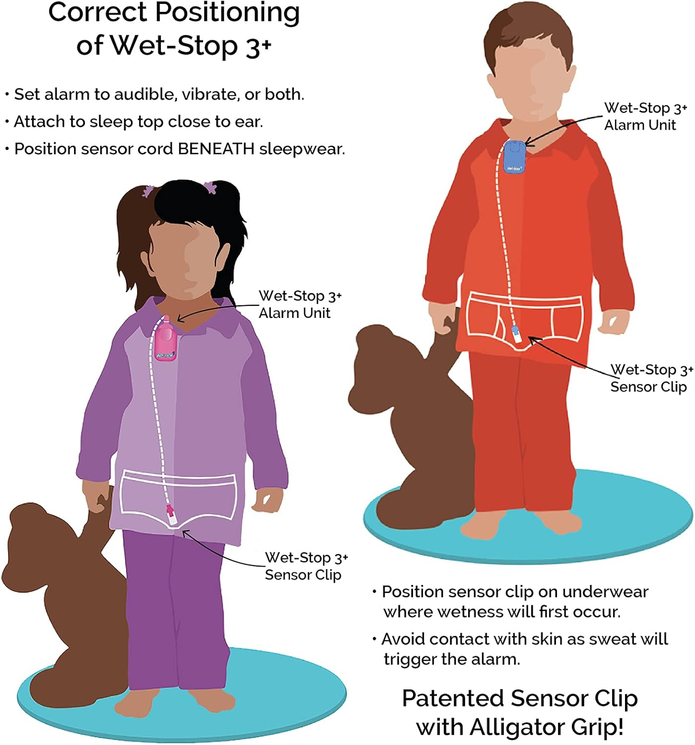 Wet Stop 3 Bedwetting Alarm (BLUE) 6 Alarms & Vibration, Enuresis Alarm, Incontinence, Toilet Training image number 1