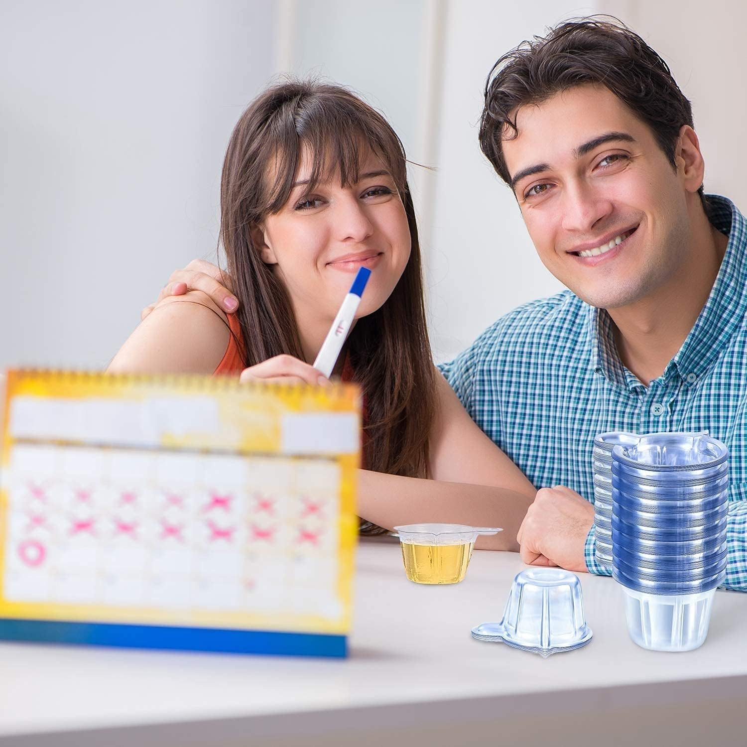 Urine Cups Plastic Urine Collection Cups Disposable Urine Specimen Cups for Pregnancy Test, 40 ML (60 Pieces)