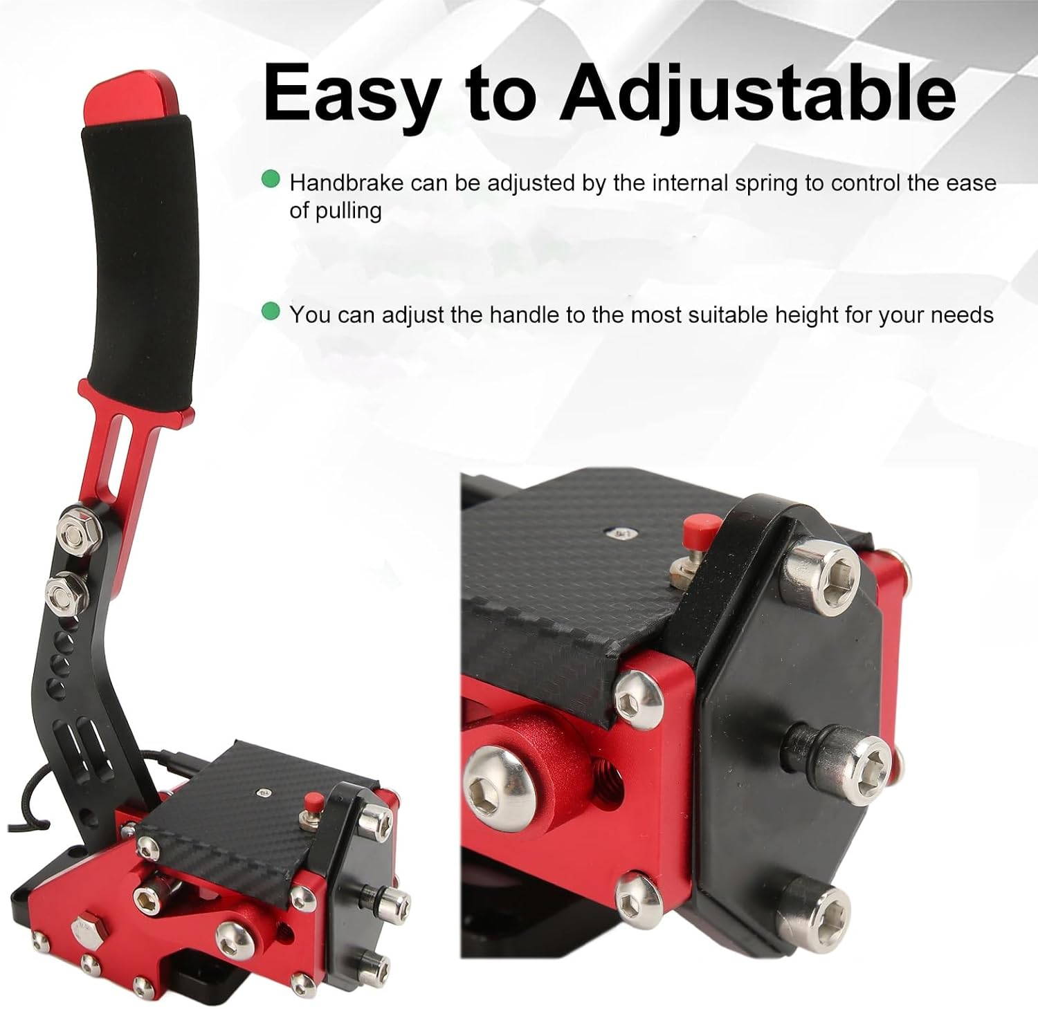 64 Bit USB PC Handbrake, 2 in 1 Sim Racing Game Handbrake, Professional Gaming Peripherals PC Handbrake Non- plus Hall Sensor for G920, Game (Red) - Red image number 2