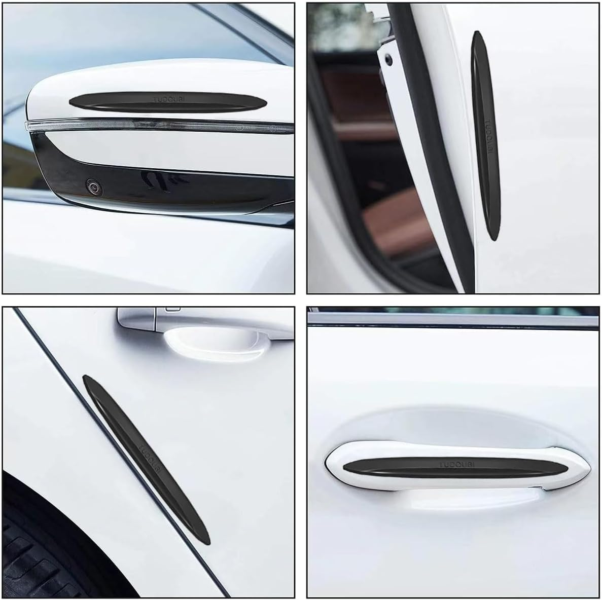 6Pcs Black Silicone Car Door Edge Guards, Anti-Collision Strips, Self Adhesive Rear View Mirror Cover Protective Strip for Car Side Door Mirror, Exterior Door Handles Bumper image number 1