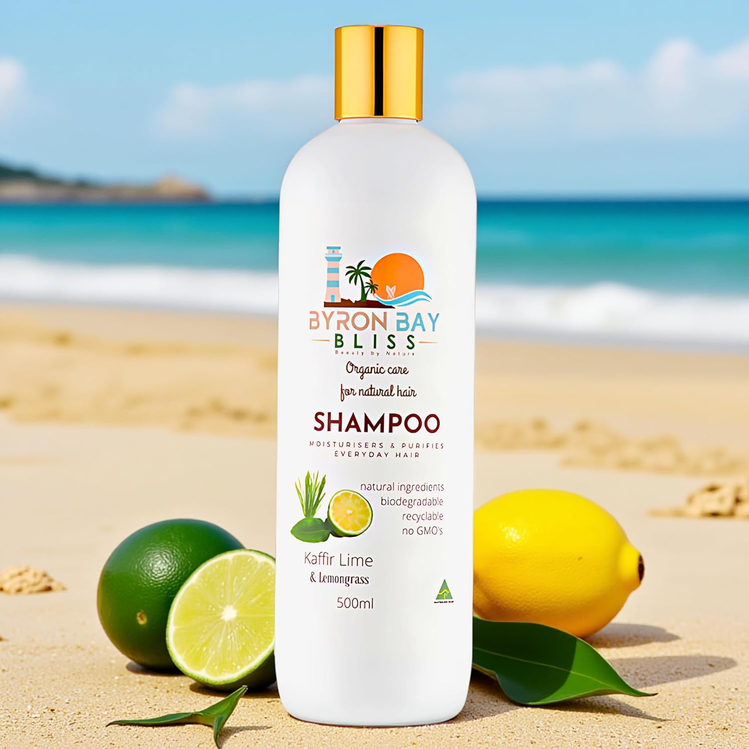Byron Bay Kaffir Lime & Lemongrass Natural Shampoo | Vegan Hair Care with Triple Organic Oils (Argan, Macadamia, Olive) | Australian Made | 500Ml/16.9 Fl Oz image number 2
