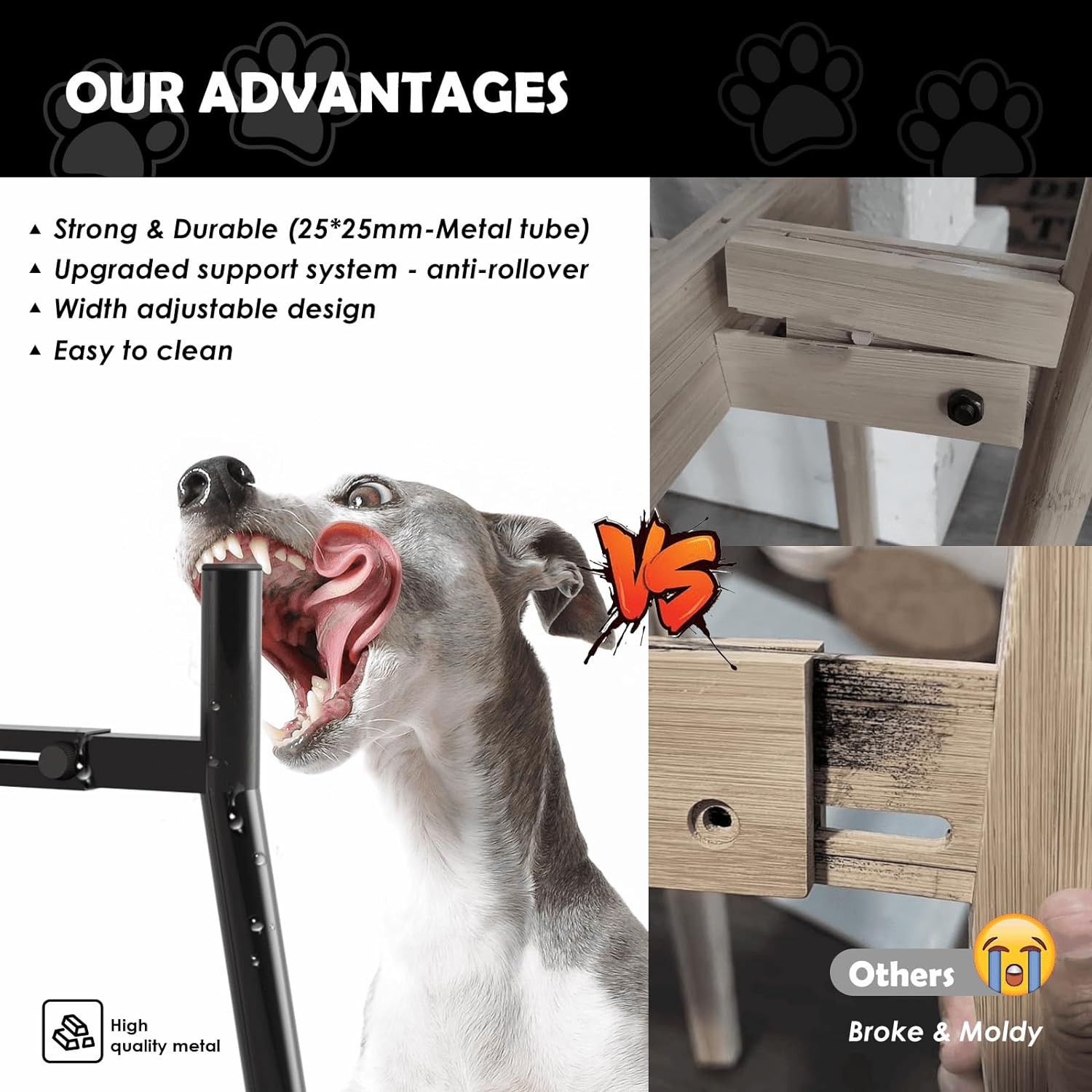 SHAINFUN Dog Bowl Stand for Large Dogs, Adjustable Width Tall Elevated Dog Bowls for 7-10.6" Bowls, Dog Food Water Stand Feeder, Metal Single Raised Dog Bowl Holder,11" Tall(Bowl Not Included) image number 5