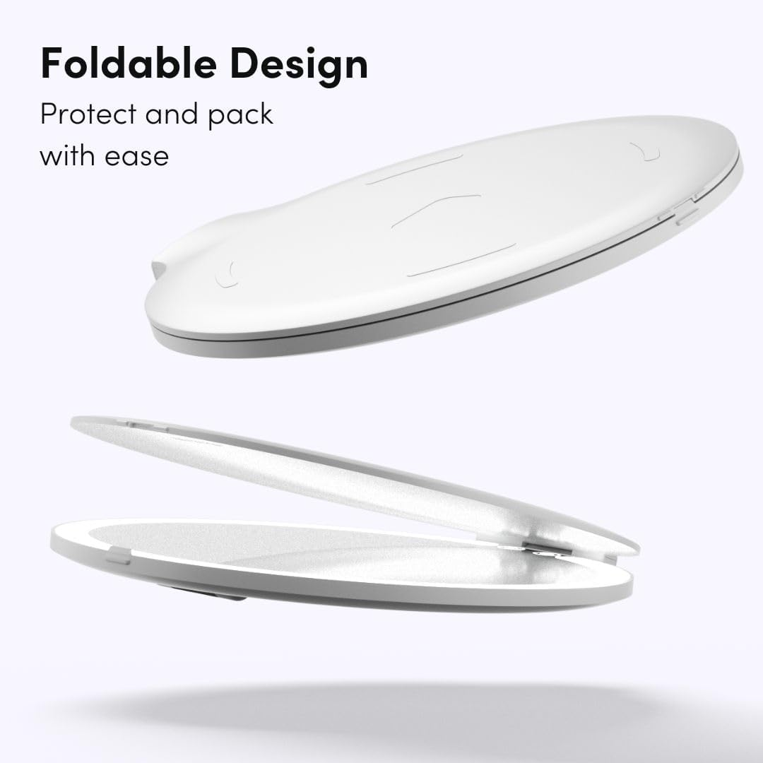 Fancii Rechargeable Travel Makeup Mirror with LED Light, 8" Foldable Stand, 3 Color Lighting Travel Mirror. Dimmable & Lightweight Portable Vanity Mirror, Beauty Travel Essential, Abigail (White) image number 4