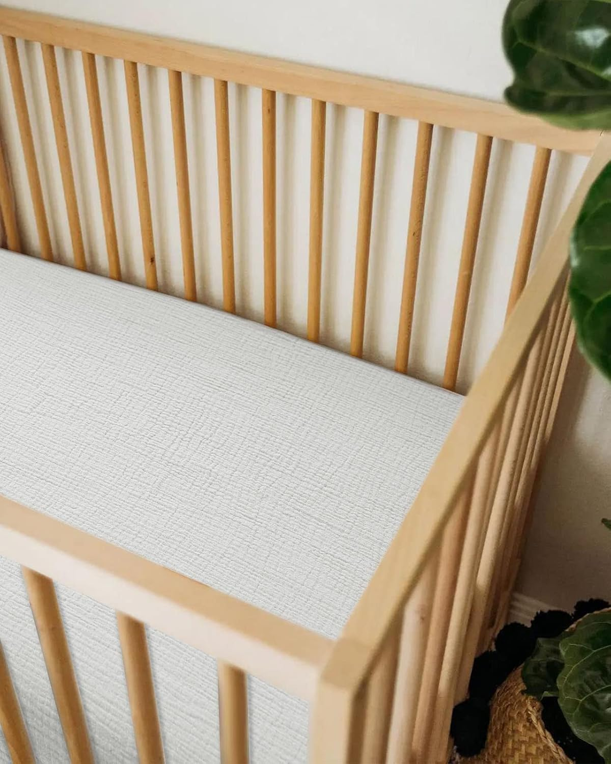 Bassinet Sheet for Baby Boy and Girl, Fitted Sheets for Rectangle, Oval, Hourglass Bassinet Mattress, Muslin Moses Basket Sheets with Neutral Style (White) image number 3