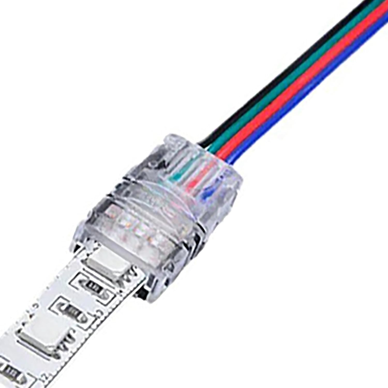 Tunghey 10 Pack 4 Pin LED Connector for Waterproof 10Mm RGB 5050 LED Strip Lights, Strip to Wire Quick Connection without Stripping, Include 5M 22 Gauge 4 Conductor Extension Cable image number 6