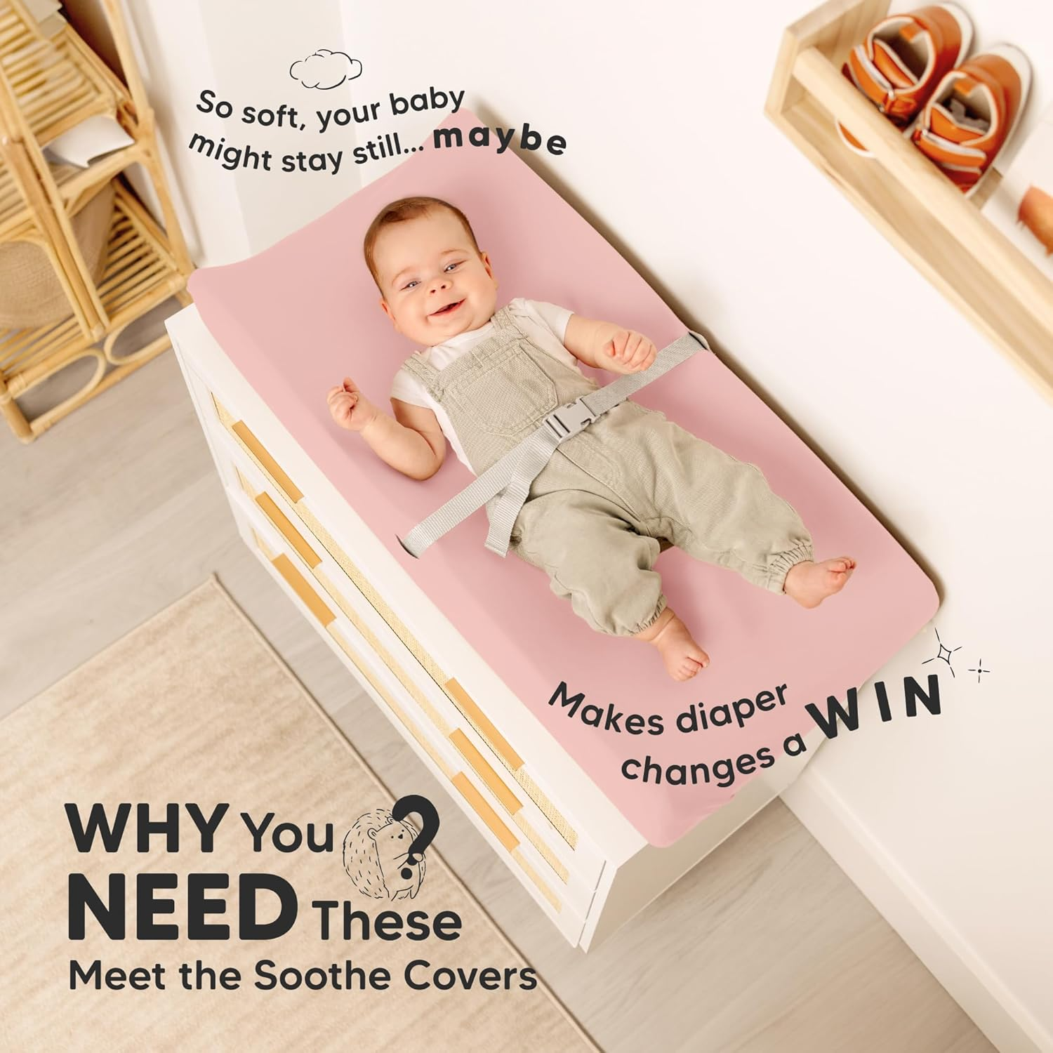 2-Pack Soothe Changing Pad Covers (Rose) image number 1