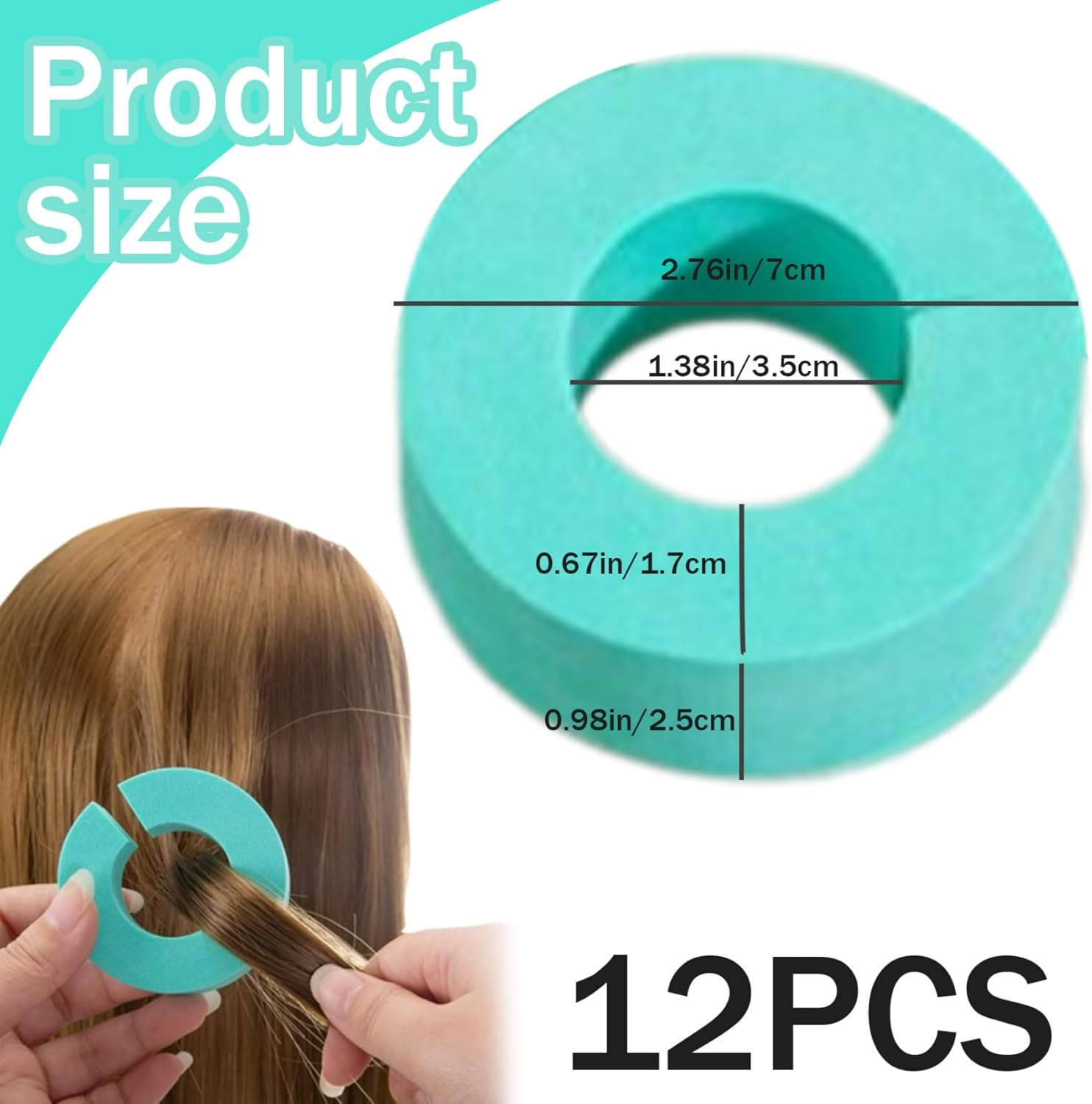 Heatless Blowout 12PCS Heatless Curlers Sponge C-Shape Rollers Heatless Curls DIY No Heat Hair Curlers Reusable Hair Rollers for Blowout Look Long Hair image number 2