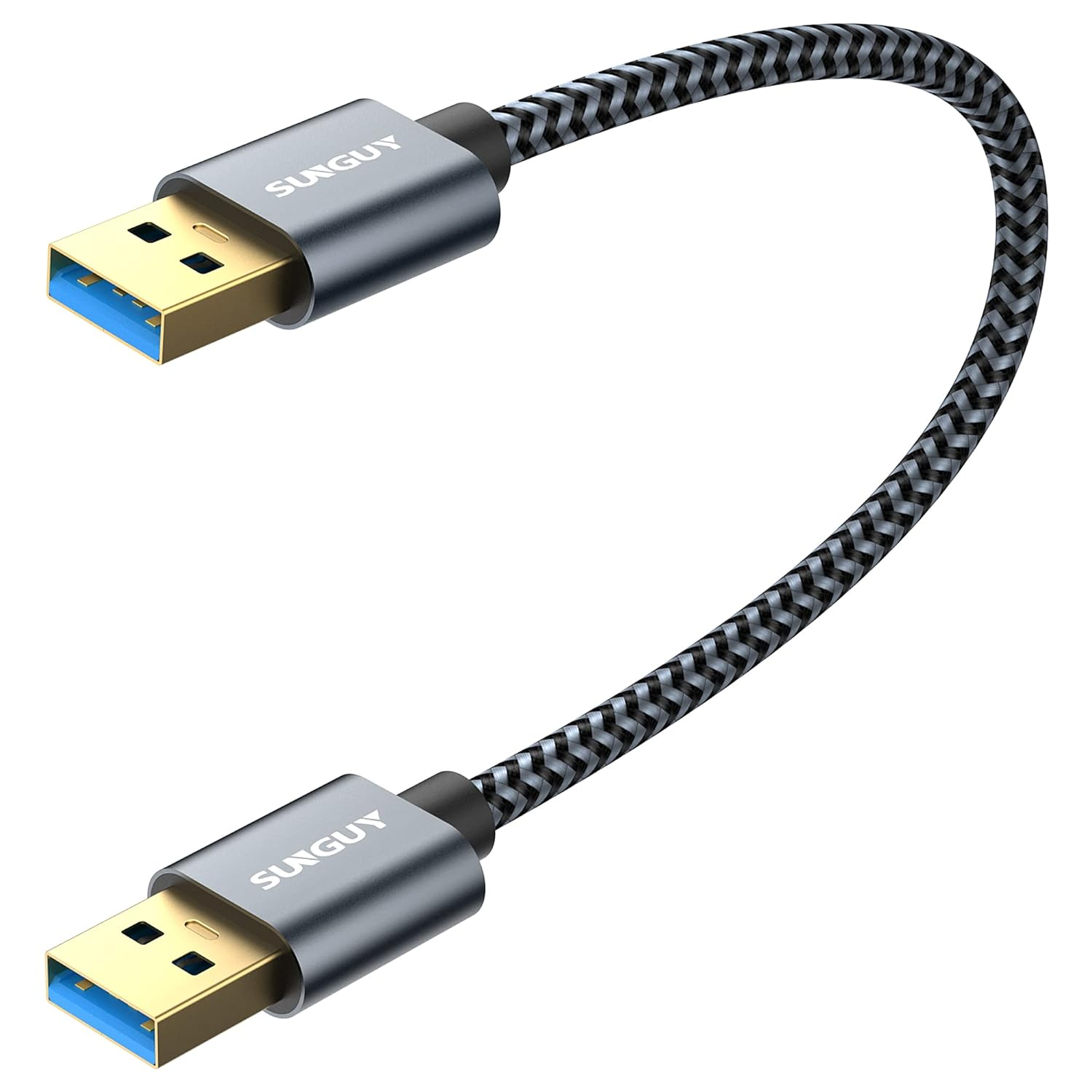 SUNGUY Short USB 3.0 Cable 0.3M/1FT, USB a Male to a Male Transfer Rates up to 5Gbps Type a to Type a Cable Compatible with Printers, Modems, Hard Drives, Cameras HDD, Dvd,Laptop Etc (Gray) image number 2